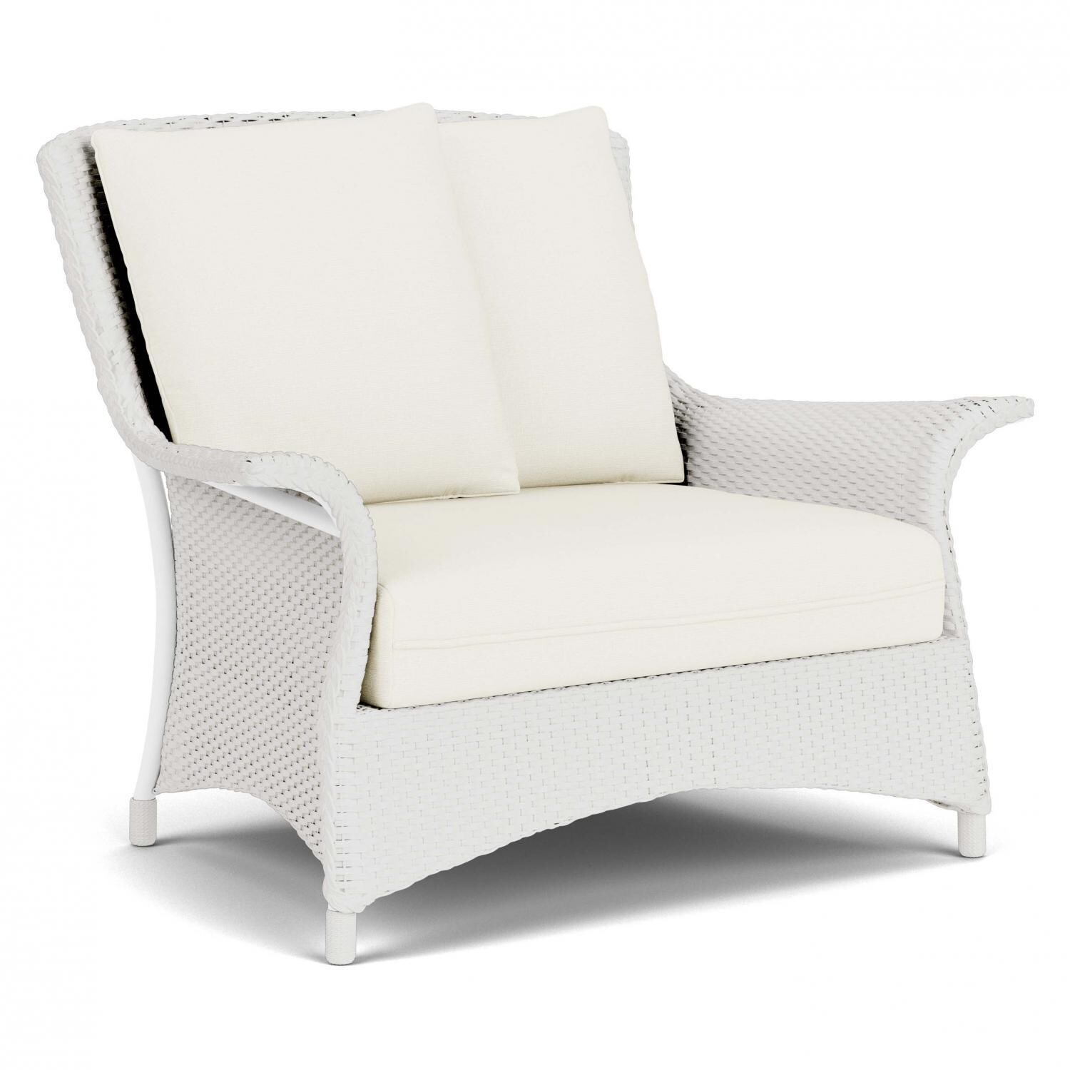 Lloyd Flanders Mandalay Chair and a Half in Matte White Finish with Sailcloth Salt Fabric - Angled thumbnail