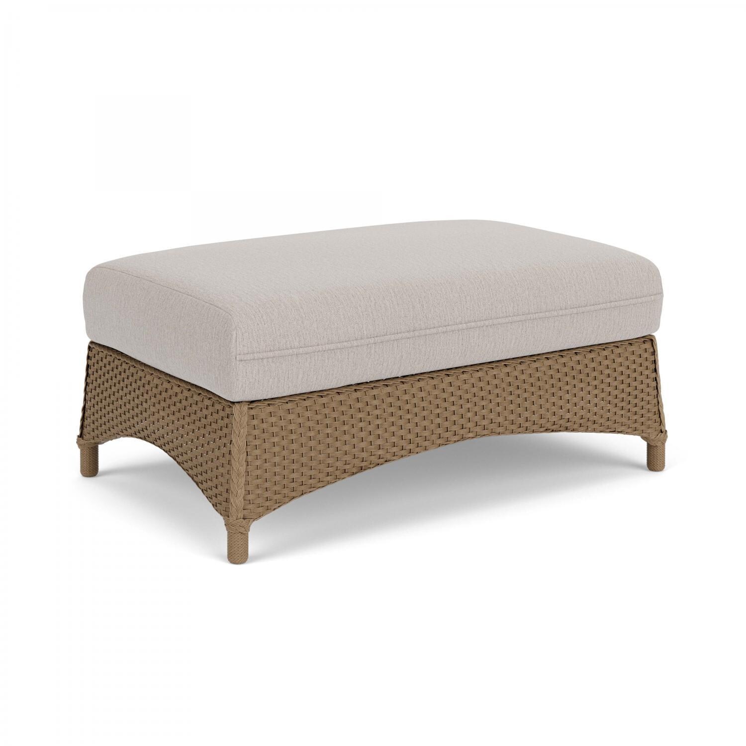 Lloyd Flanders Mandalay Large Ottoman in Fawn Finish with Remy Cloud fabric - Angled thumbnail