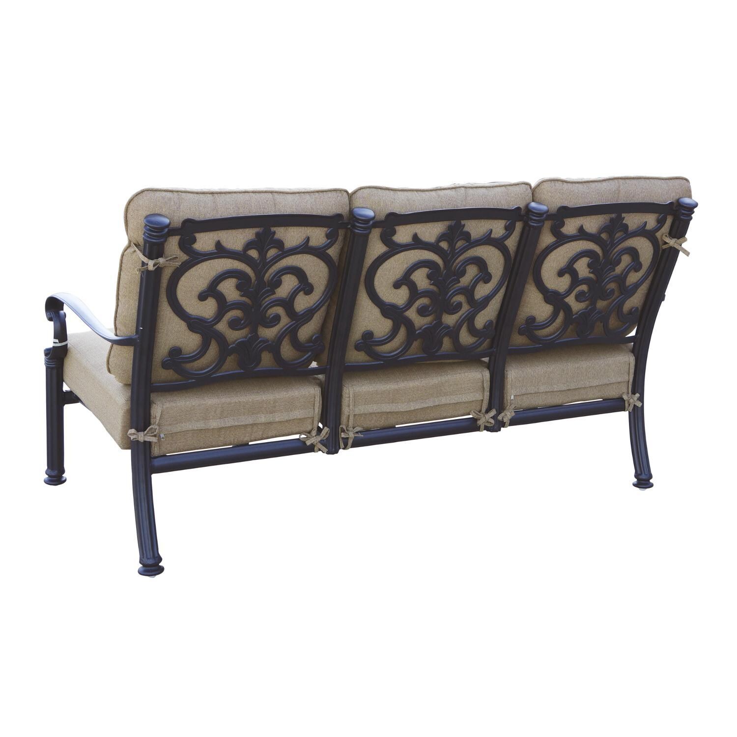 Darlee B/201018-6PC-60AB Santa Barbara Cast Aluminum Sofa W/ Sesame Cushions - Back View thumbnail