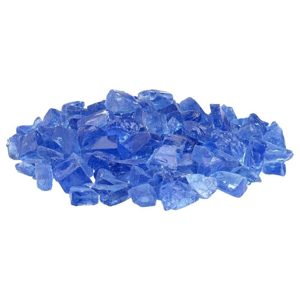 BBQGuys Signature CG-LTBLUE-M-10-J 1/2-in to 1-in Light Blue Fire Pit Glass - Glass Pile - White Background thumbnail