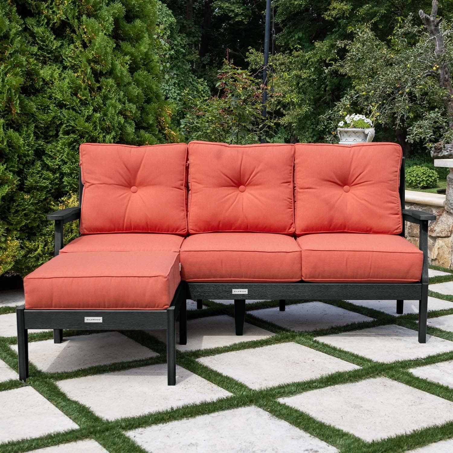 Lakeview Outdoor Designs Blushing Bay 2 Pc Recycled Plastic Seating Set in Canvas Persimmon/Black by - LV-KIT22209-CPE-BKE