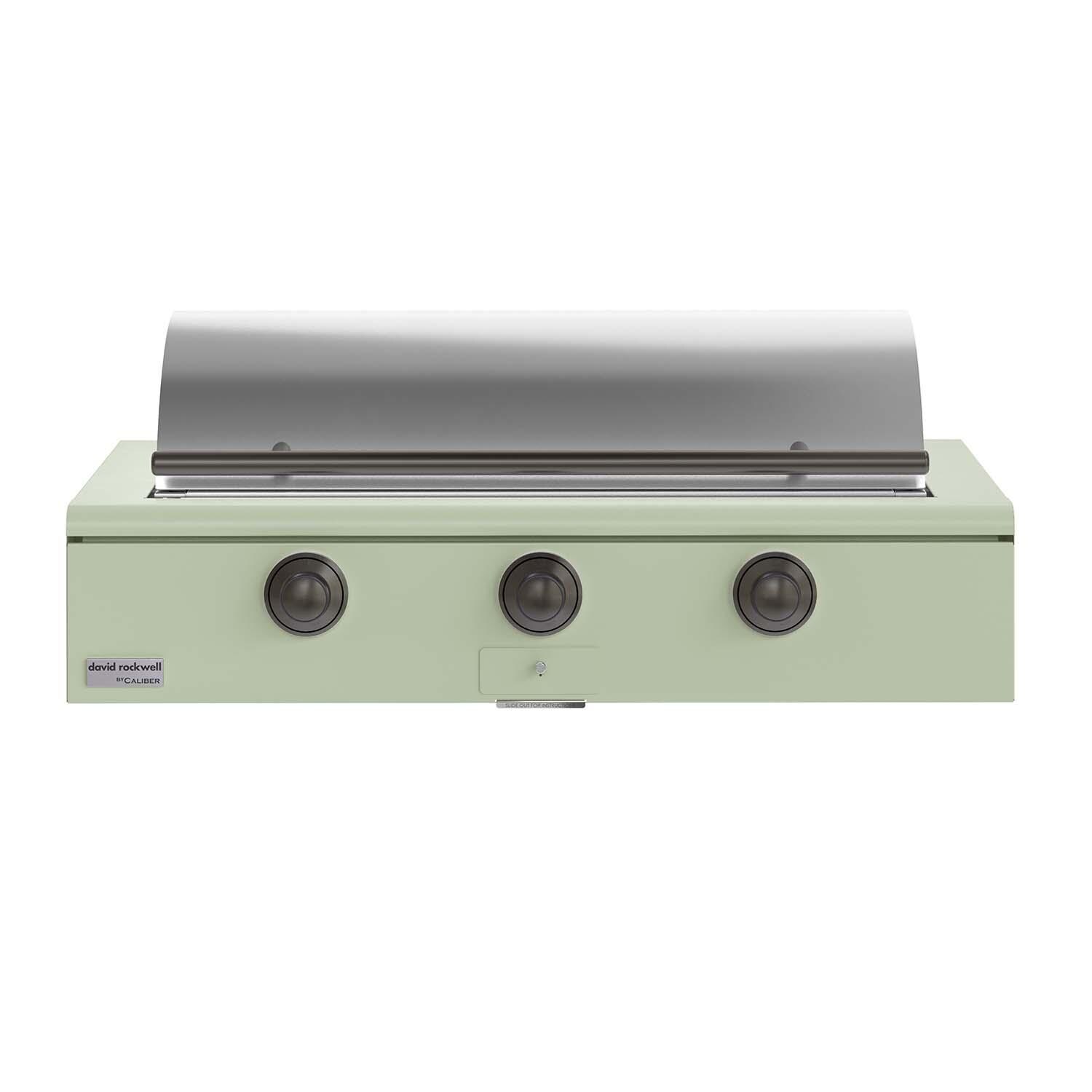 Caliber CRG-48BL00-A-129-H05 48-in Propane Built-In Rockwell Grill - Sage w/ Pewter Hardware - Lid Closed - White Background thumbnail