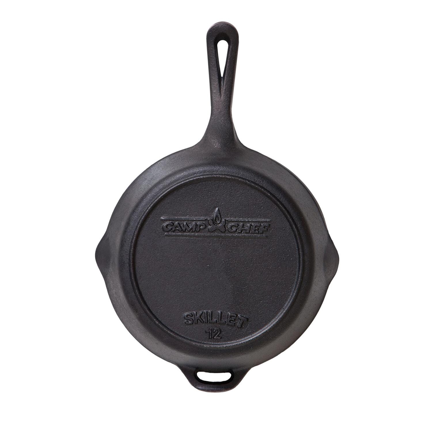 Camp Chef 12-Inch Seasoned Cast Iron Grill Pan - Underside Detail thumbnail