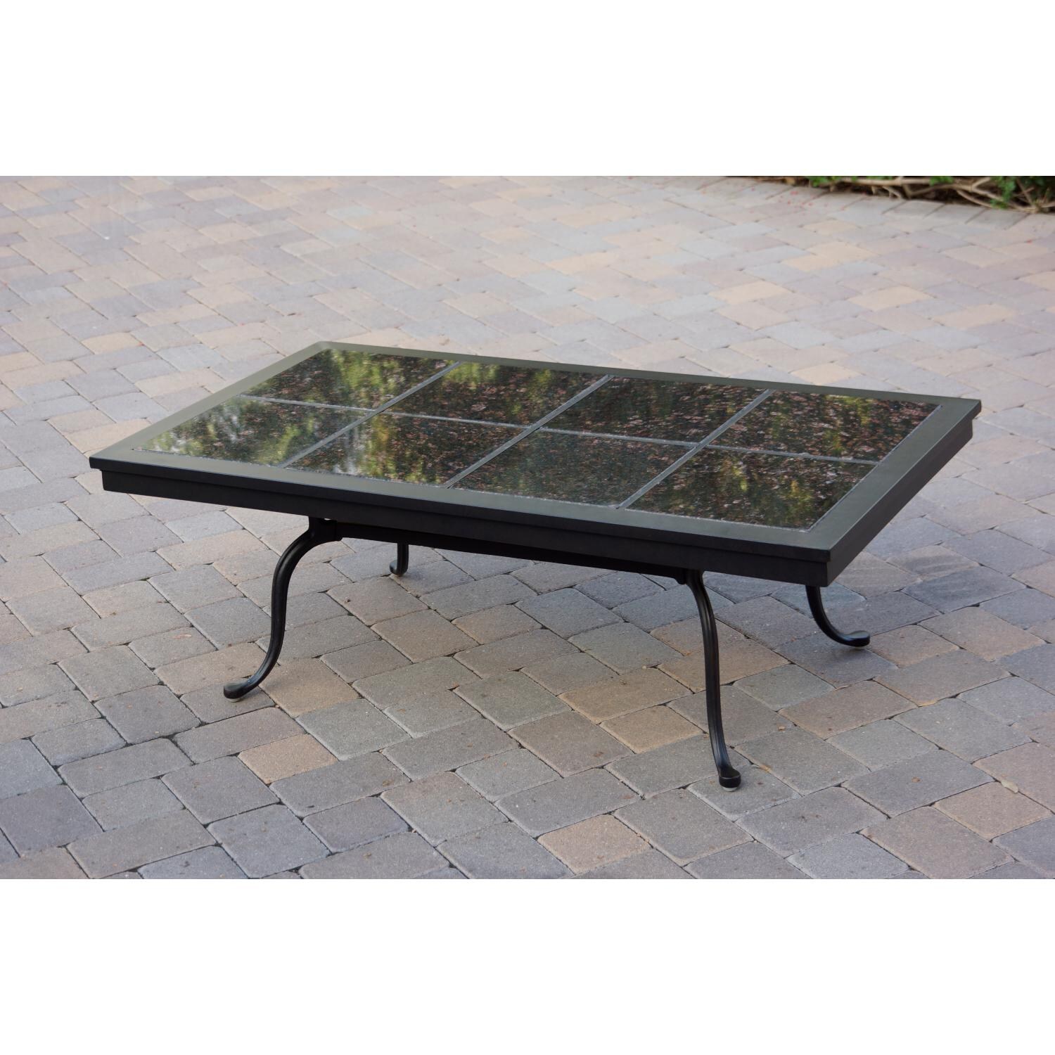 Darlee DL708-4PCS-77B Elisabeth 4 Piece Cast Aluminum Patio Conversation Set W/ Mocha Granite Top Coffee Table & Sesame Cushions - Coffee Table thumbnail