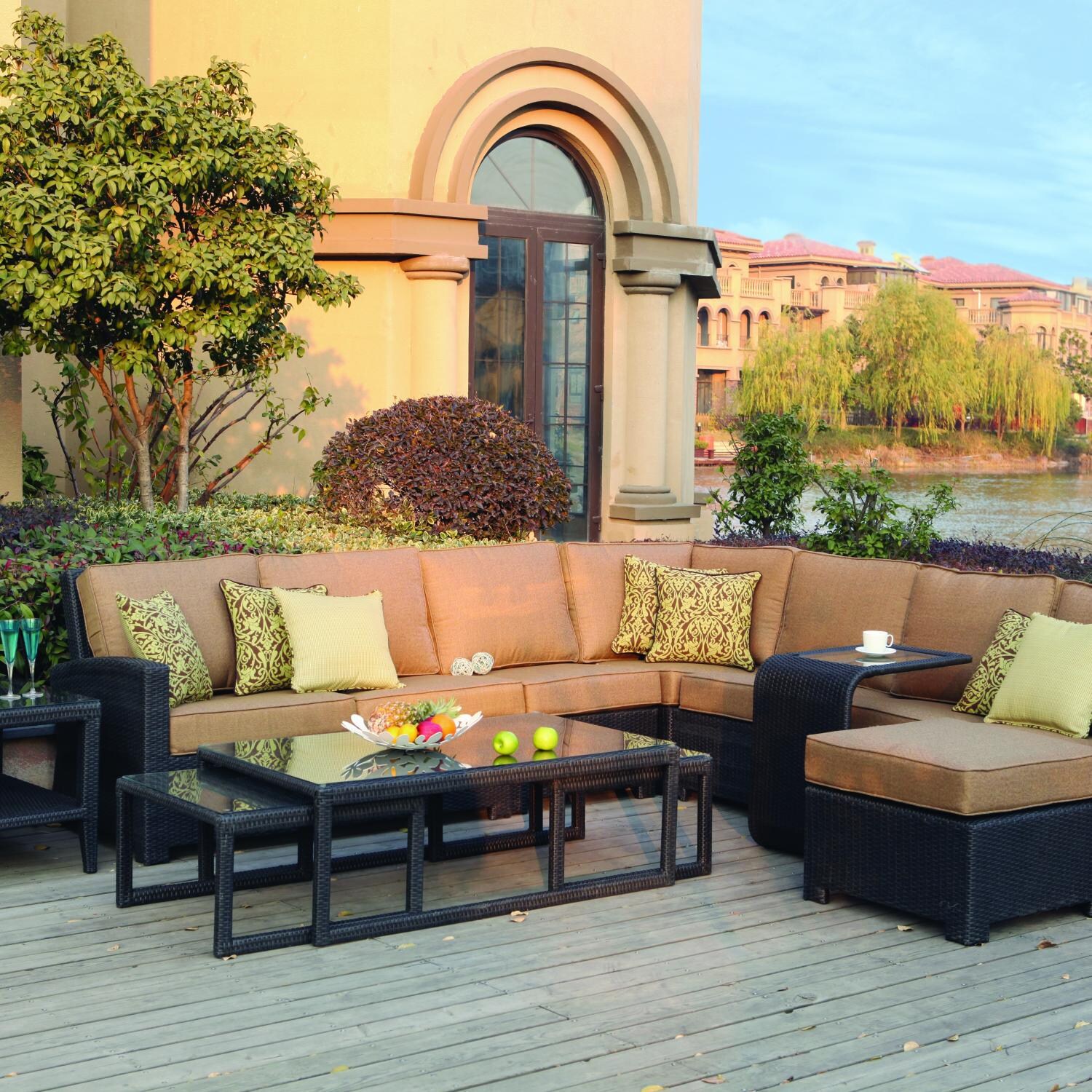 Darlee Vienna 11 Piece Resin Wicker Patio Sectional Set : Ultimate Patio