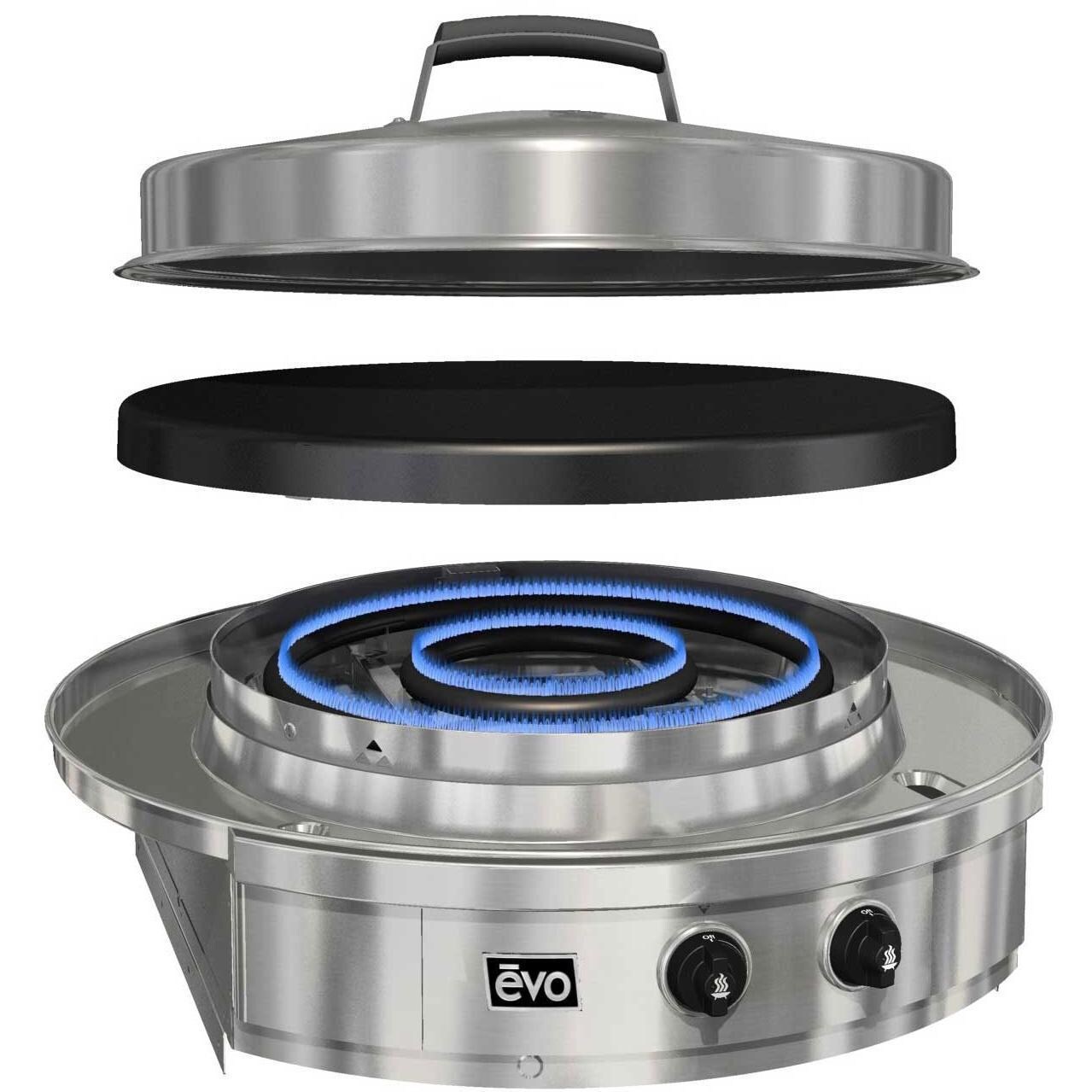 EVO 10-0055-LP-C Affinity 30G Built-In Flattop Propane Gas Grill w/ Non-Stick Ceramic Clad Coating - Exploded View - White Background thumbnail
