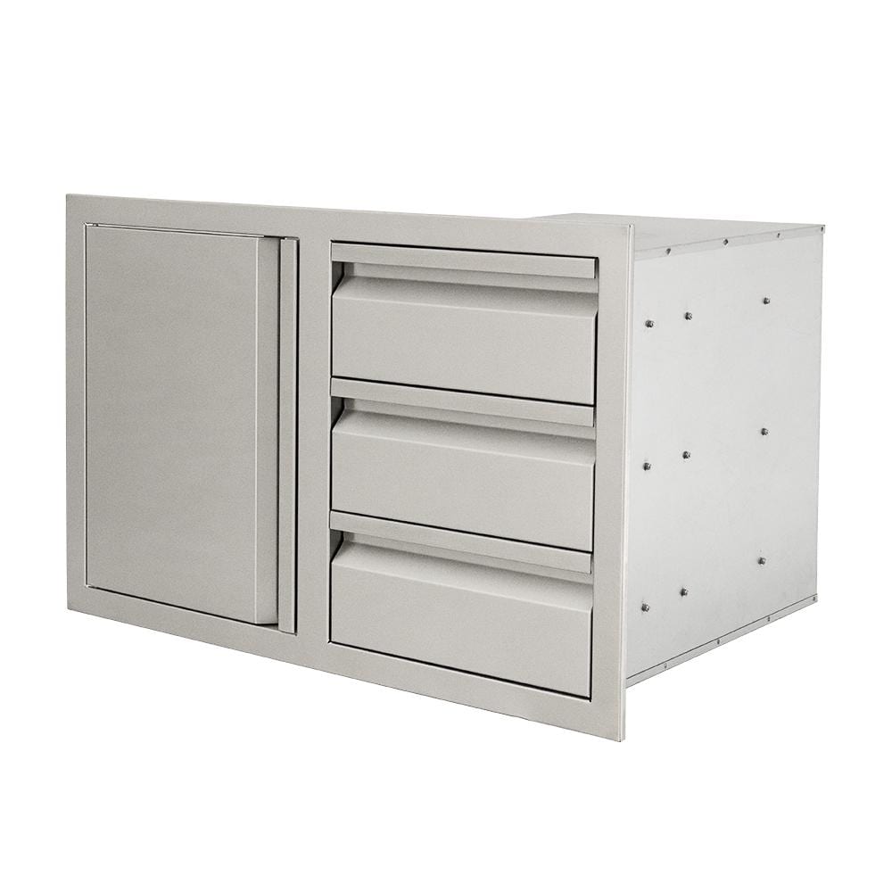 RCS VDC2SCL Valiant Triple Drawers w/ Soft Close Left Hinge Single Door - Angled Left - White Background thumbnail