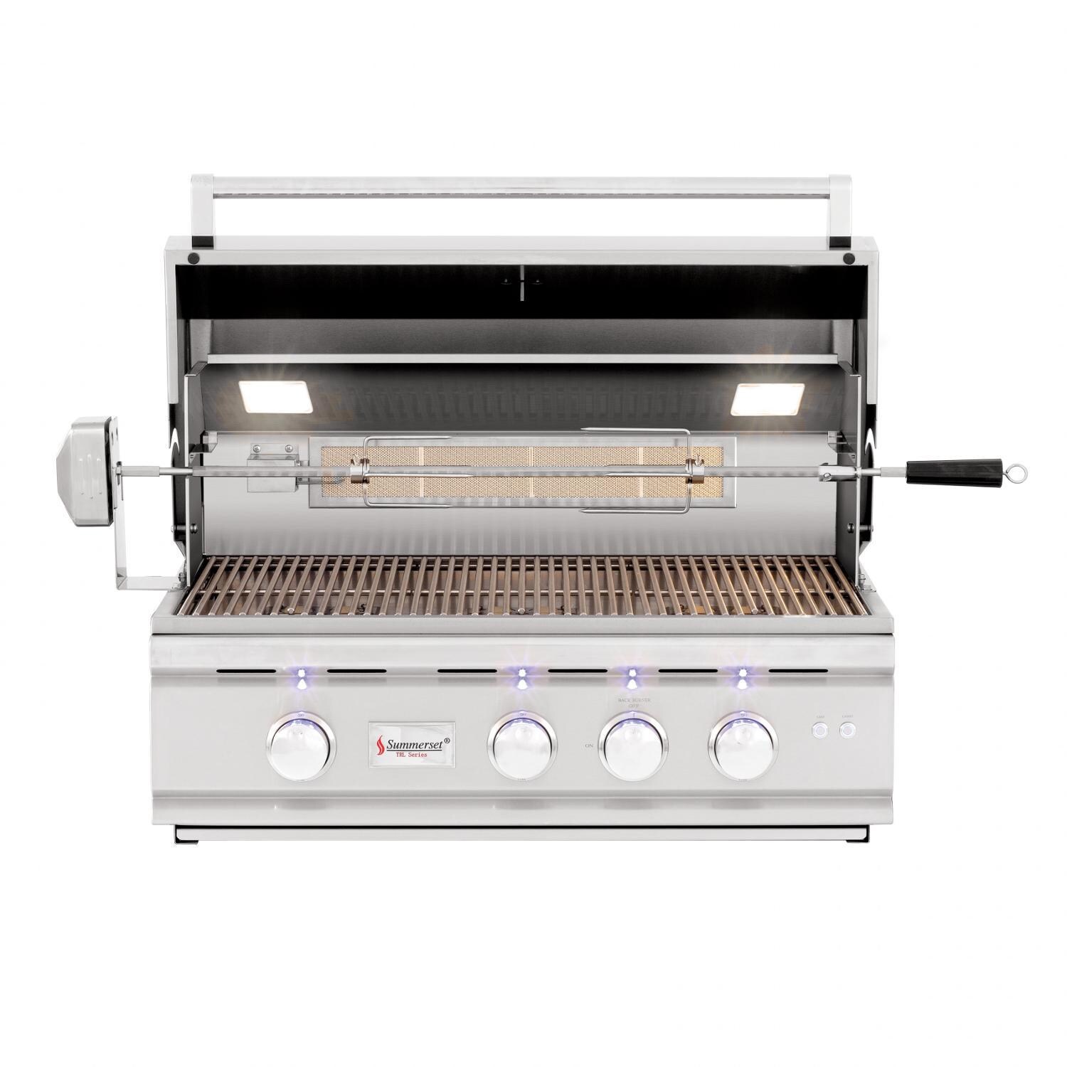 Summerset TRL TRL32-LP 32-Inch 3-Burner Built-In Propane Gas Grill With Rotisserie - Hood Open thumbnail