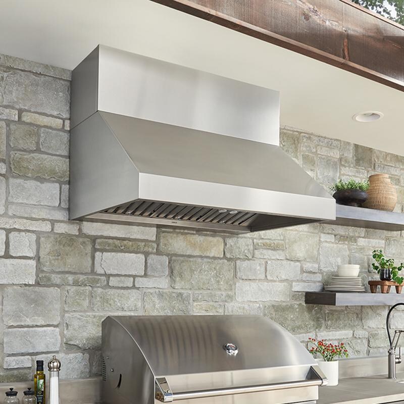 Zephyr AK7836BS 36-Inch Cypress Wall Outdoor Range Hood - 1200 CFM - Installed thumbnail