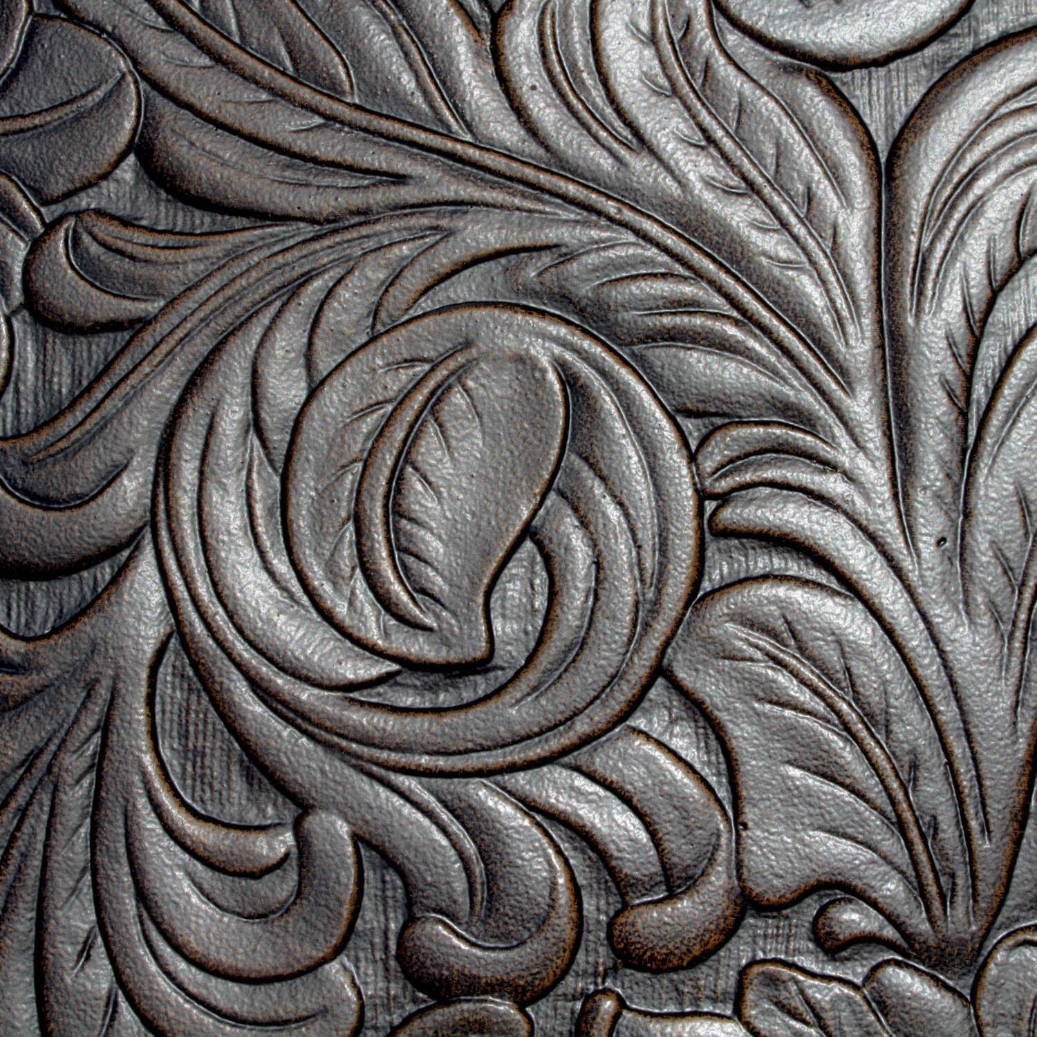 Du Monde 48-Inch Round Cast Aluminum Outdoor Pedestal Dining Table - Tooled Top Detail thumbnail