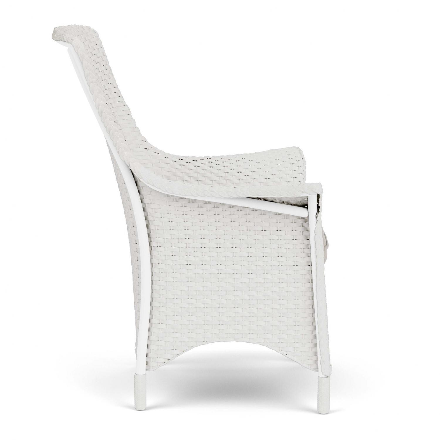 Lloyd Flanders Mandalay Dining Armchair in Matte White Finish with Remy Cloud fabric - Side thumbnail