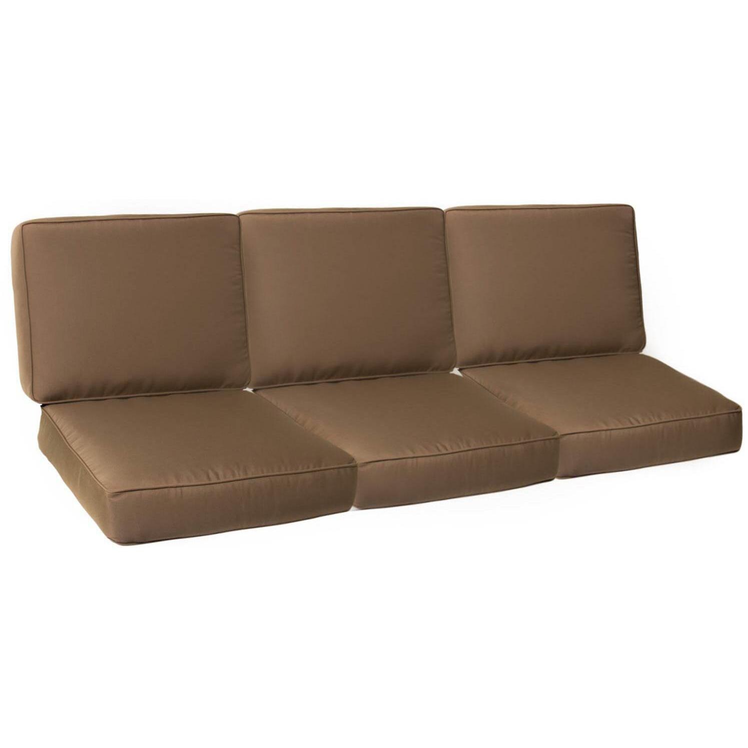 Large Replacement Sofa Cushion Set With Piping - Canvas Cocoa thumbnail