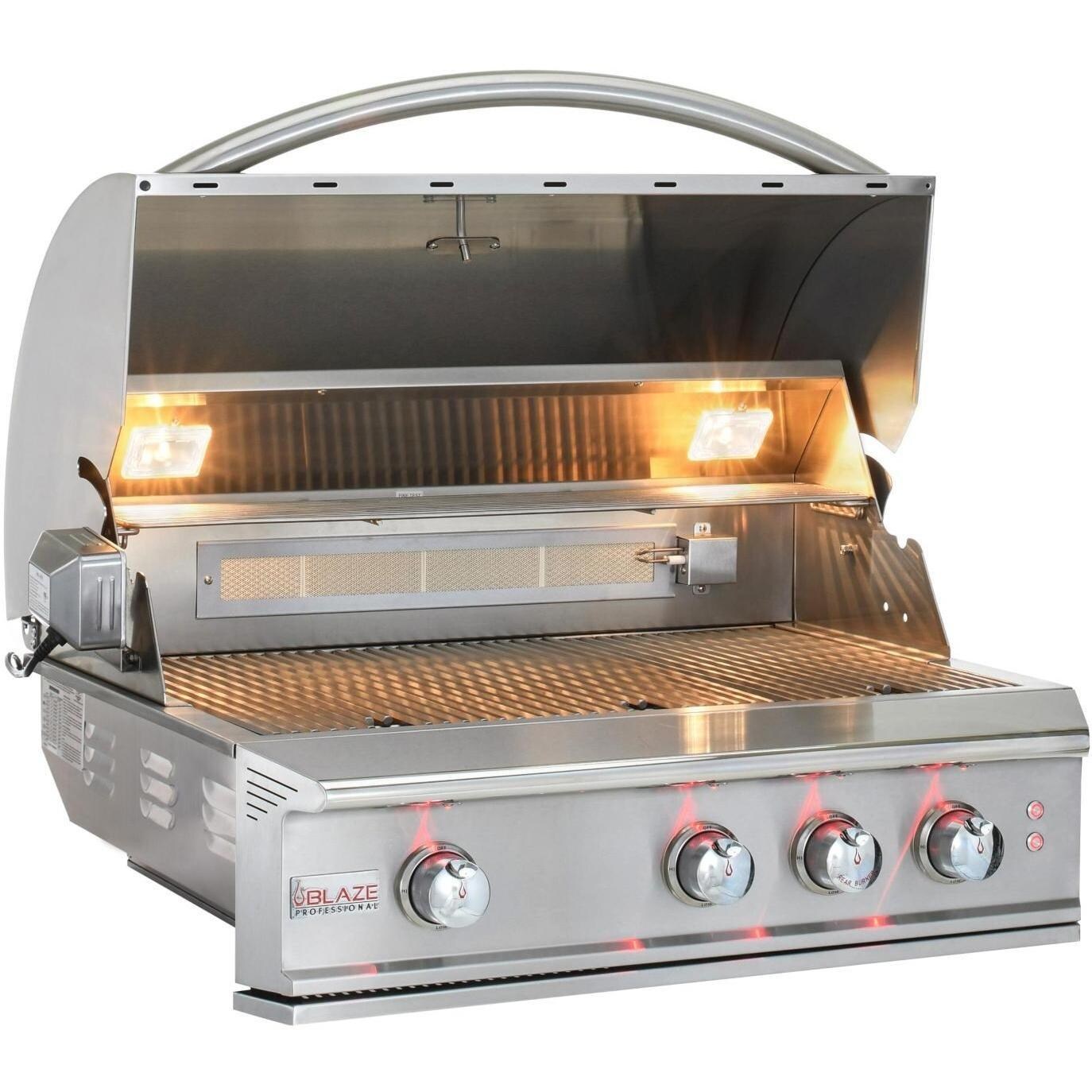 Blaze BLZ-3PRO-LP Professional LUX 34-Inch 3-Burner Built-In Propane Gas Grill With Rear Infrared Burner - Open View thumbnail
