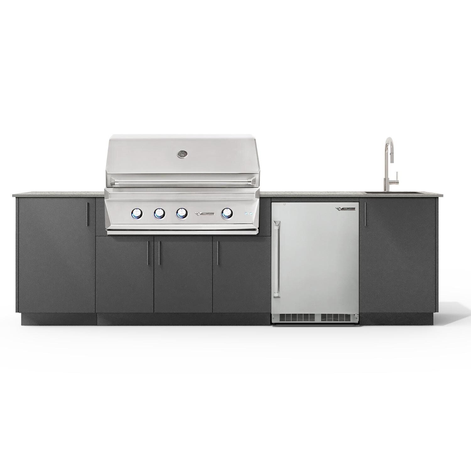 Urban Bonfire B-Cove-42-TwinEagles-Keon-Anthracite Cove 42 Outdoor Kitchen w/ Twin Eagles Propane Grill, Sink, Refrigerator, Keon Countertop & Anthracite Finish thumbnail