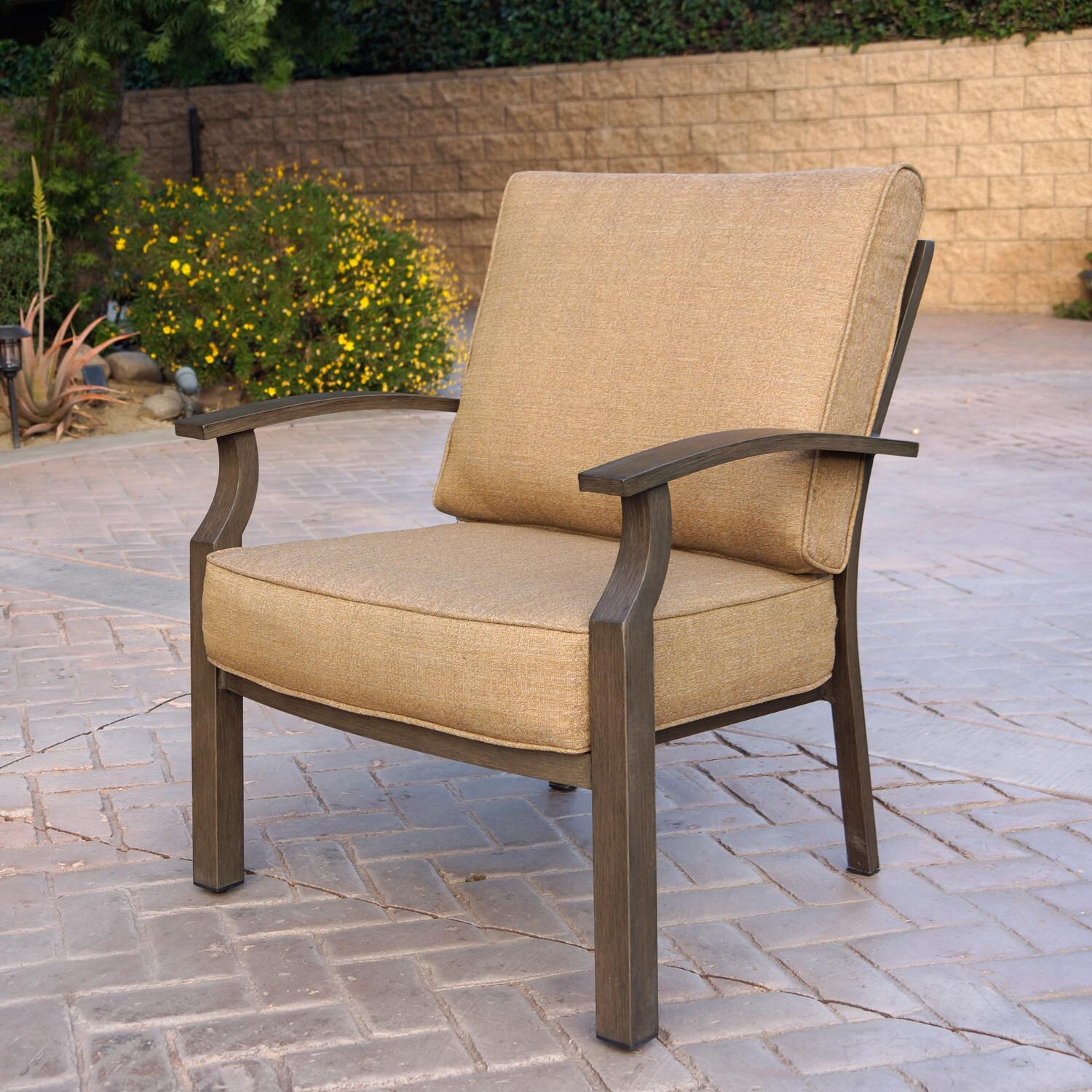 Darlee Brooklyn 5 Piece Patio Conversation Set W/ 43 X 21-Inch Rectangular Coffee Table & 21-Inch Square End Table & Sesame Cushions - Chair Only thumbnail