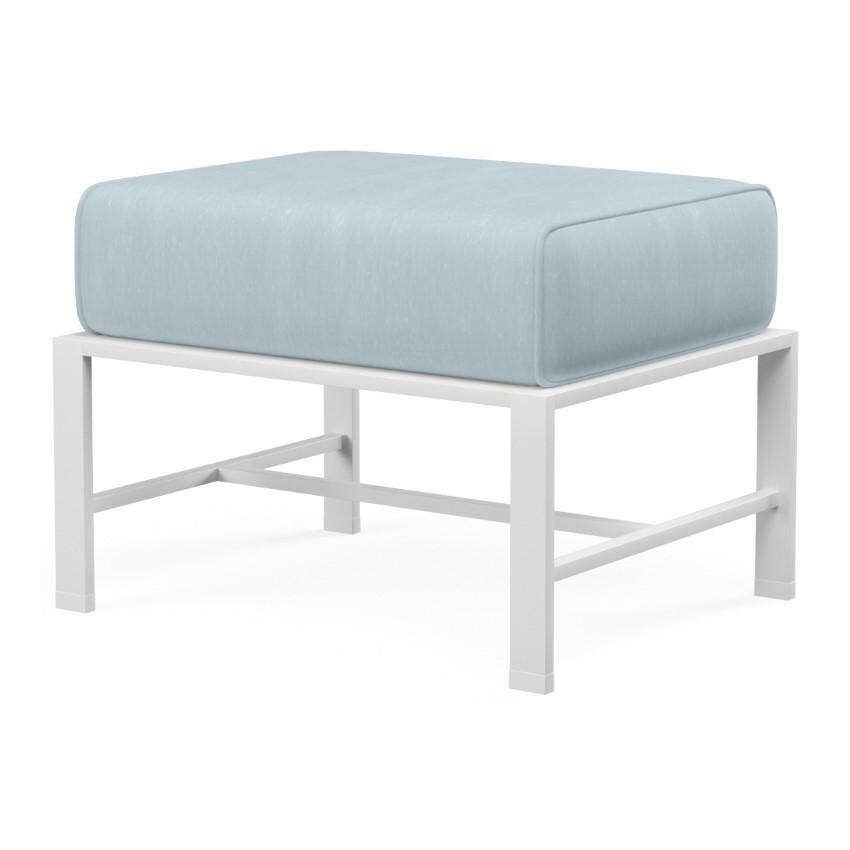 Bristol Aluminum Ottoman w/ Self Welt in White/Canvas Skyline by Sunset West - White Background thumbnail