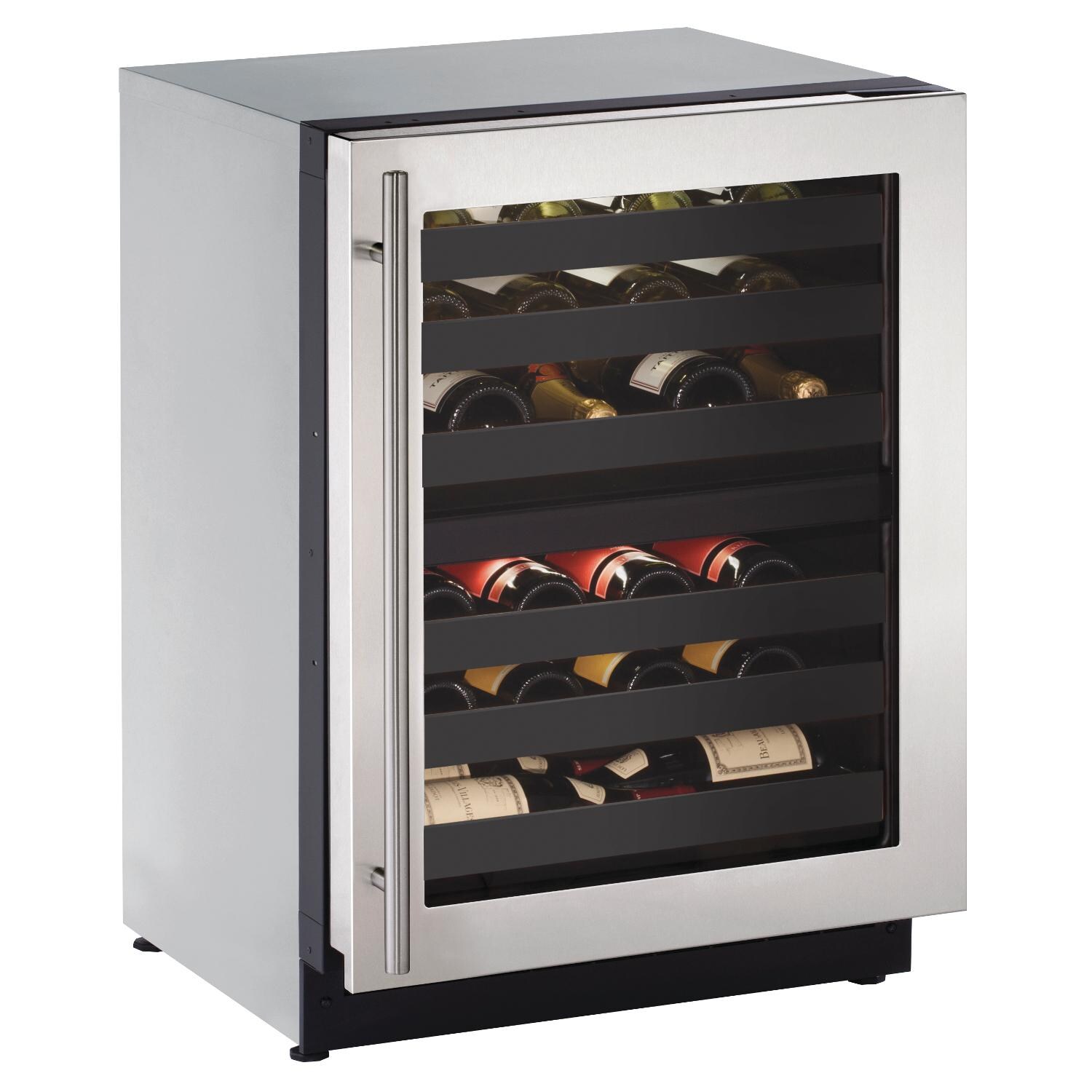 U-Line 2000 Series 24-Inch 43 Bottle Right Hinge Dual Zone Wine Captain - Stainless Steel - U-2224ZWCS-00B image