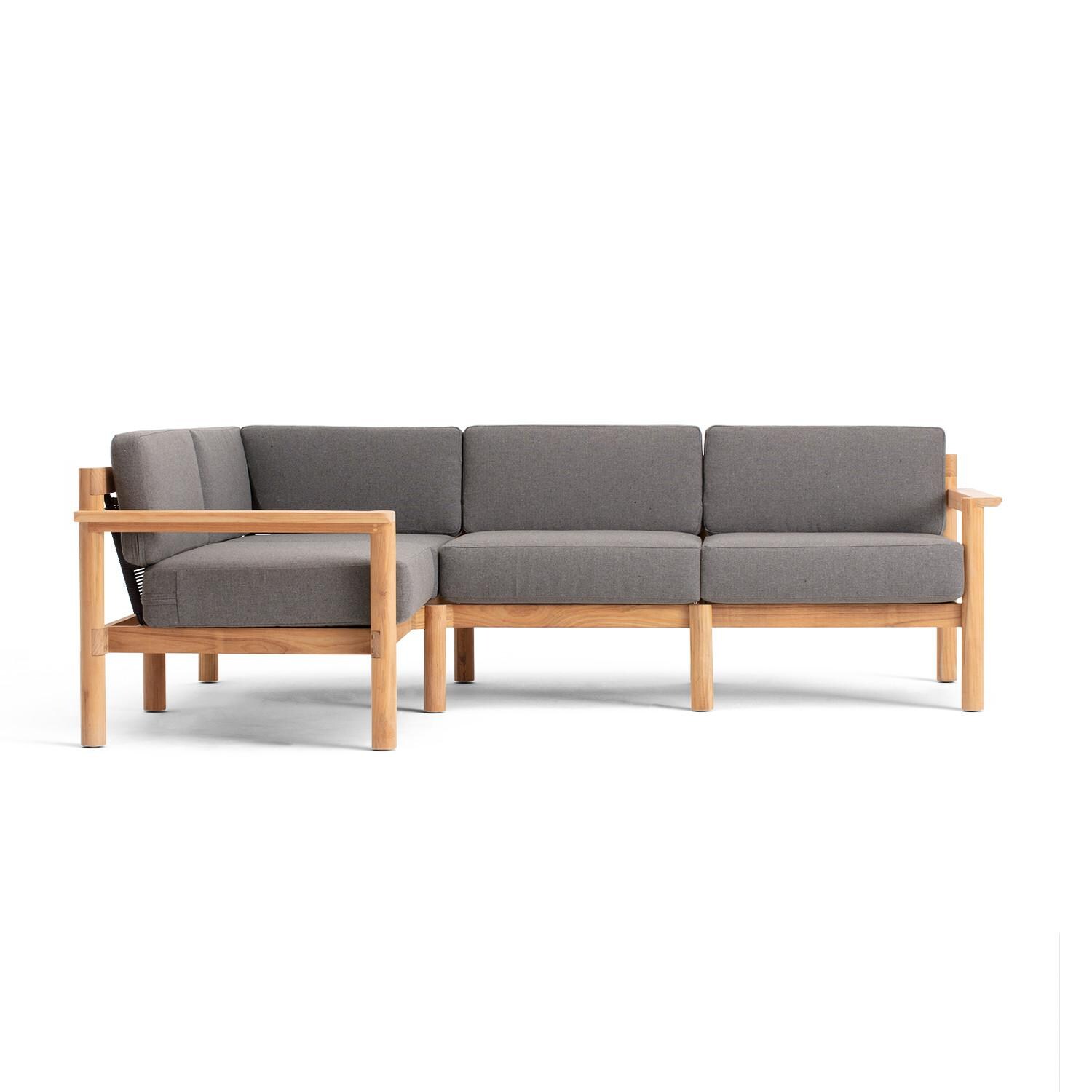 Neighbor HVN-SECT4-GR-2 4 Piece Sectional W/ Teak Arms - Front View thumbnail