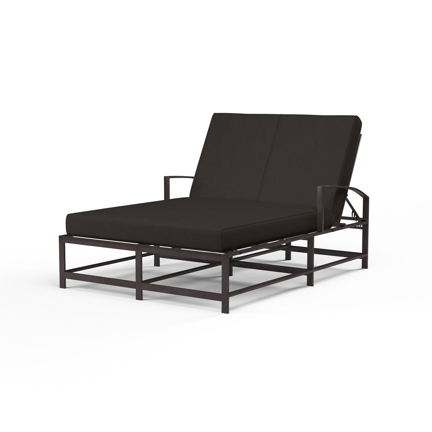 La Jolla Aluminum Patio Double Chaise Lounge in Spectrum Carbon w/ Self Welt By Sunset West - Display - White Background thumbnail