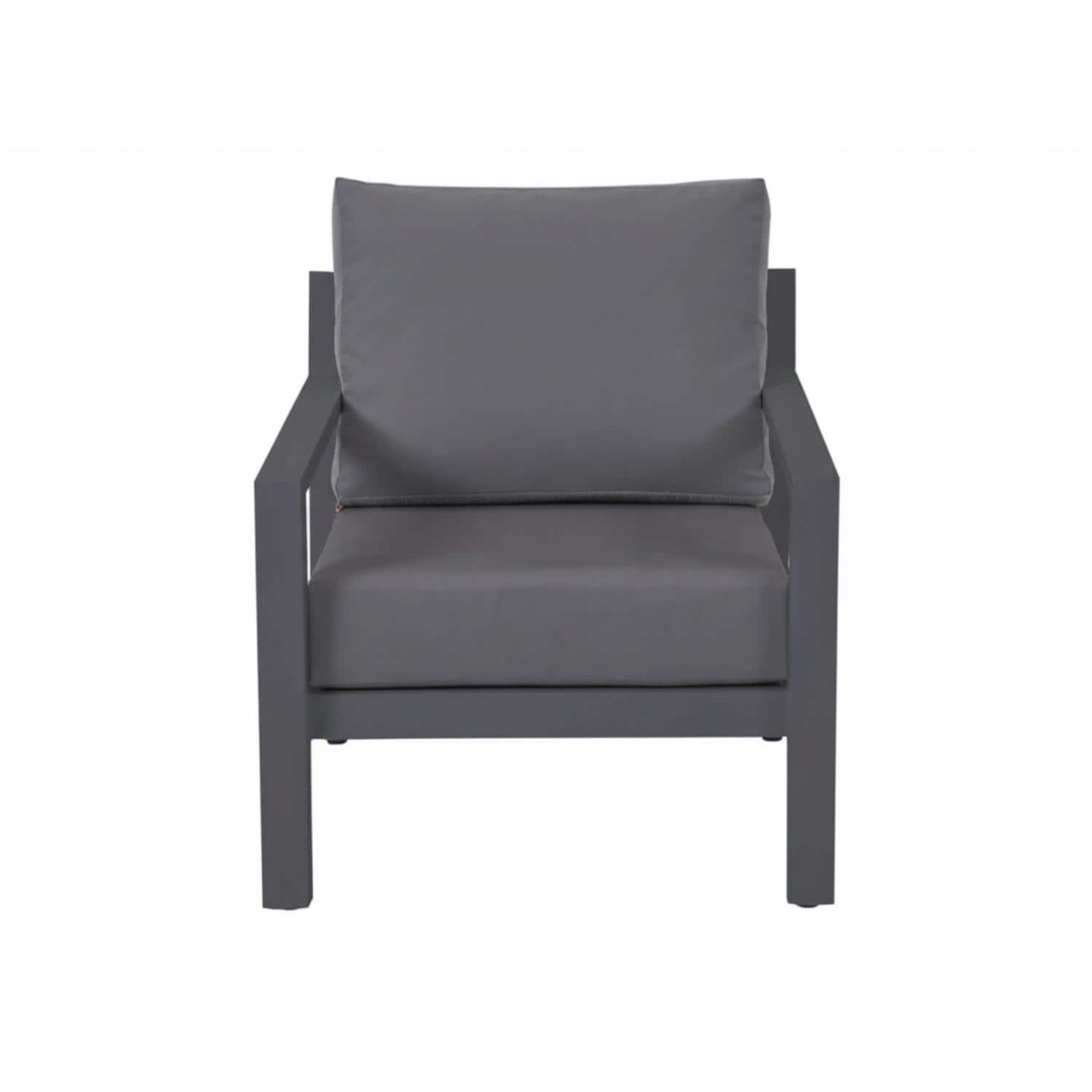 Timber 4 Pc Aluminum Seating Set in Lava / Natte Charcoal - Chair Front - White Background thumbnail