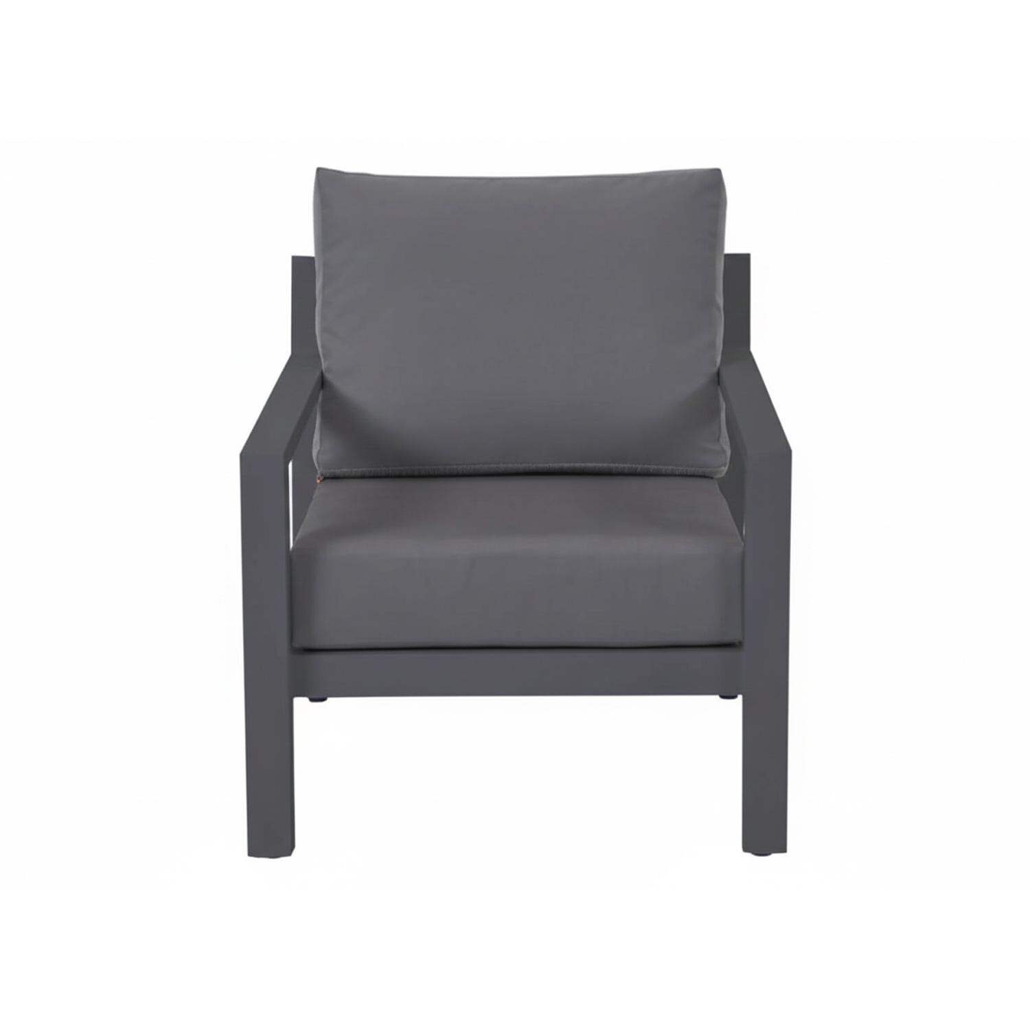 Timber 4 Pc Aluminum Seating Set in Lava / Natte Charcoal - Chair Front - White Background thumbnail