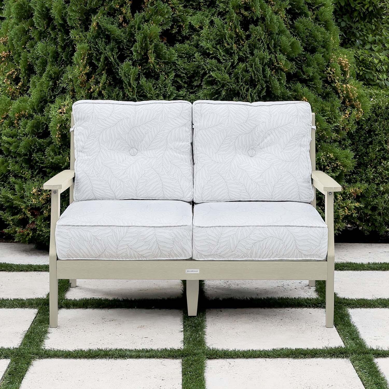 Blushing Bay 2 Person Recycled Plastic Loveseat in Lively Parchment/Whitewash by Lakeview Outdoor Designs - Lifestyle thumbnail