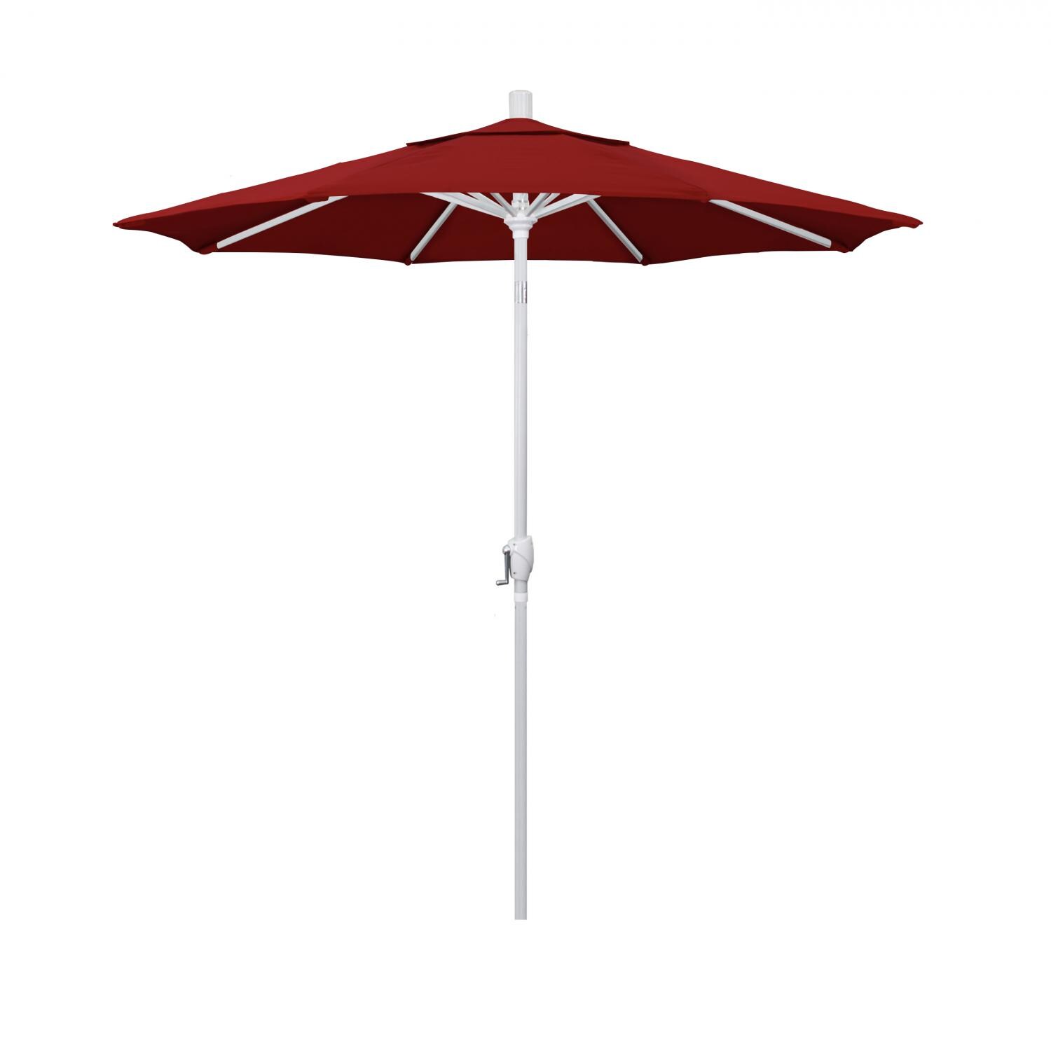 California Umbrella 7.5 Ft Octagonal Aluminum Push Button Tilt Patio Umbrella W/ Crank Lift & Aluminum Ribs - Matted White Frame / Sunbrella Canvas Jockey Red Canopy thumbnail