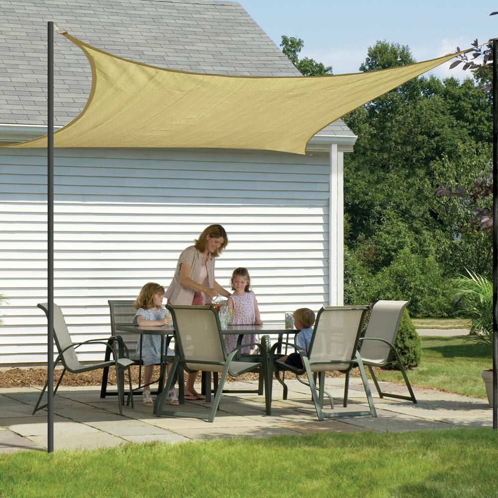 ShadeLogic Sun Shade Sail 16 Foot Square - Sand Patio Cover thumbnail