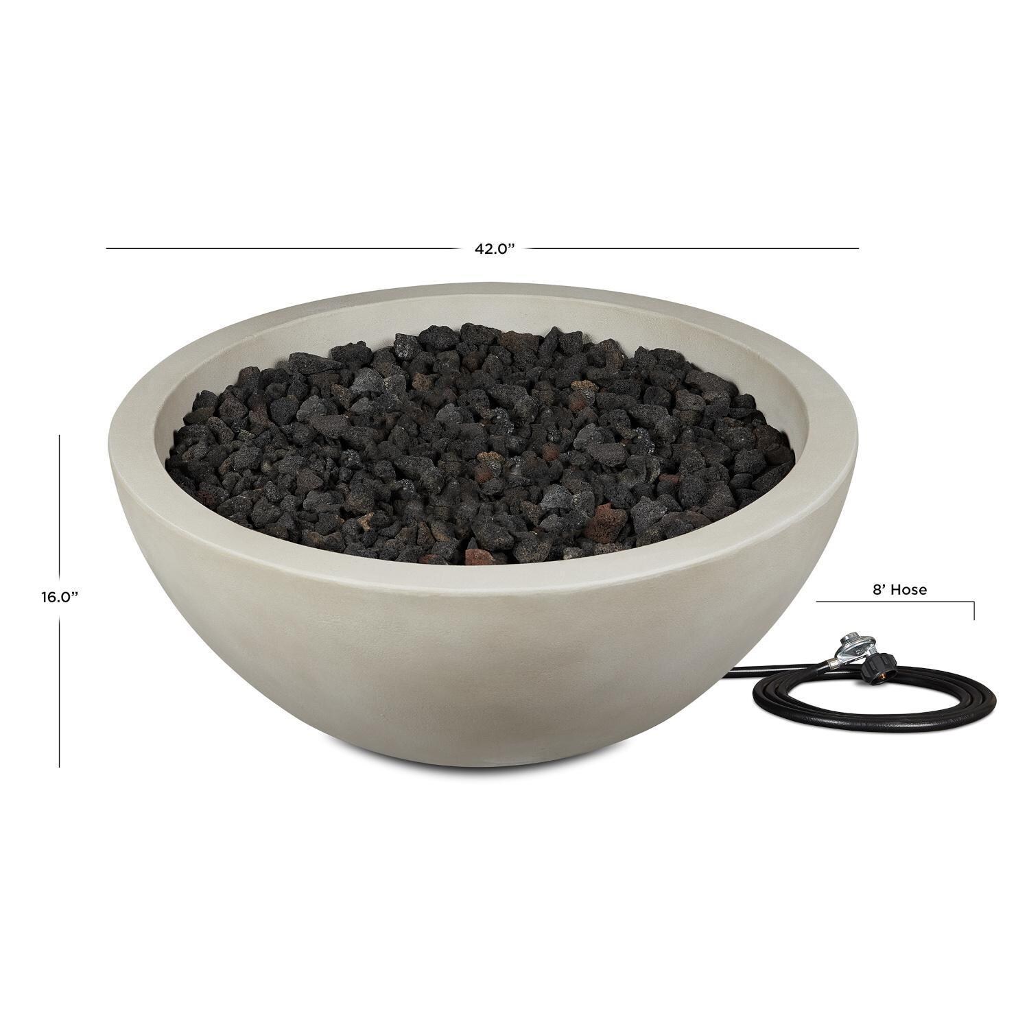 Dustyview 42 Inch Round Glass Fiber Reinforced Concrete Propane Fire Bowl in Fog by BBQGuys Signature - Dimensions - Diagram thumbnail