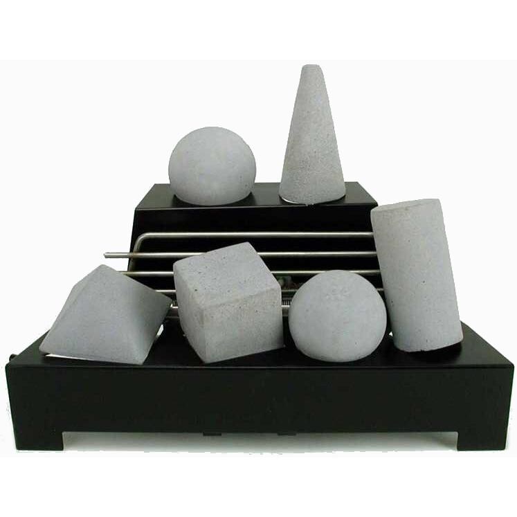 Rasmussen 20-Inch Light Gray ALTERNA See-Thru FireShape Set With Vent Free Propane Black Chassis Burner - Remote Ready Safety Pilot