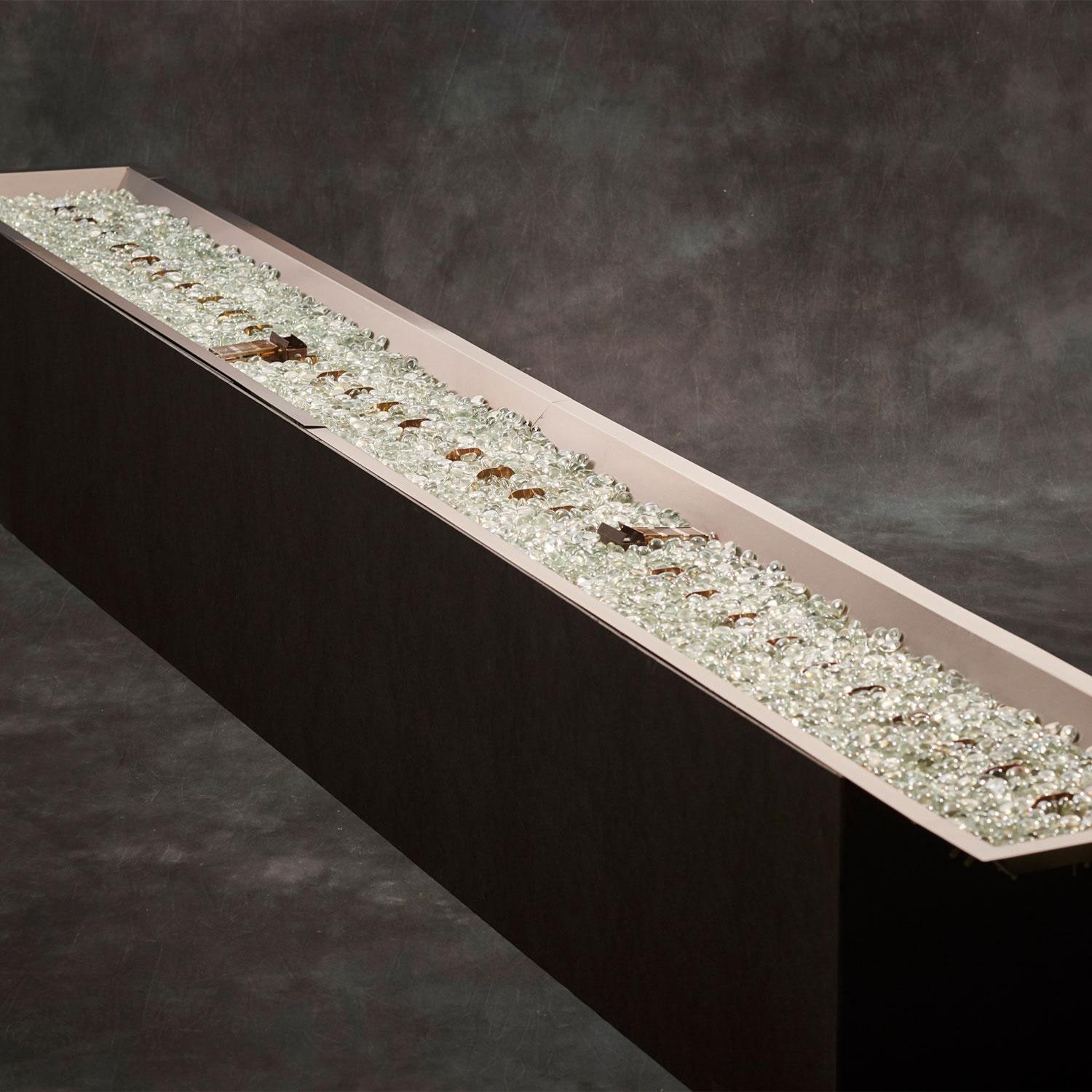 The Outdoor GreatRoom Company CFP12120-B-NG Crystal Fire Plus 120-in Linear Natural Gas Fire Pit Burner Kit - Crystals Added - Detail thumbnail