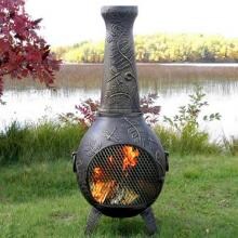 The Blue Rooster Dragonfly Style Cast Aluminum Chiminea - Gold Accent image