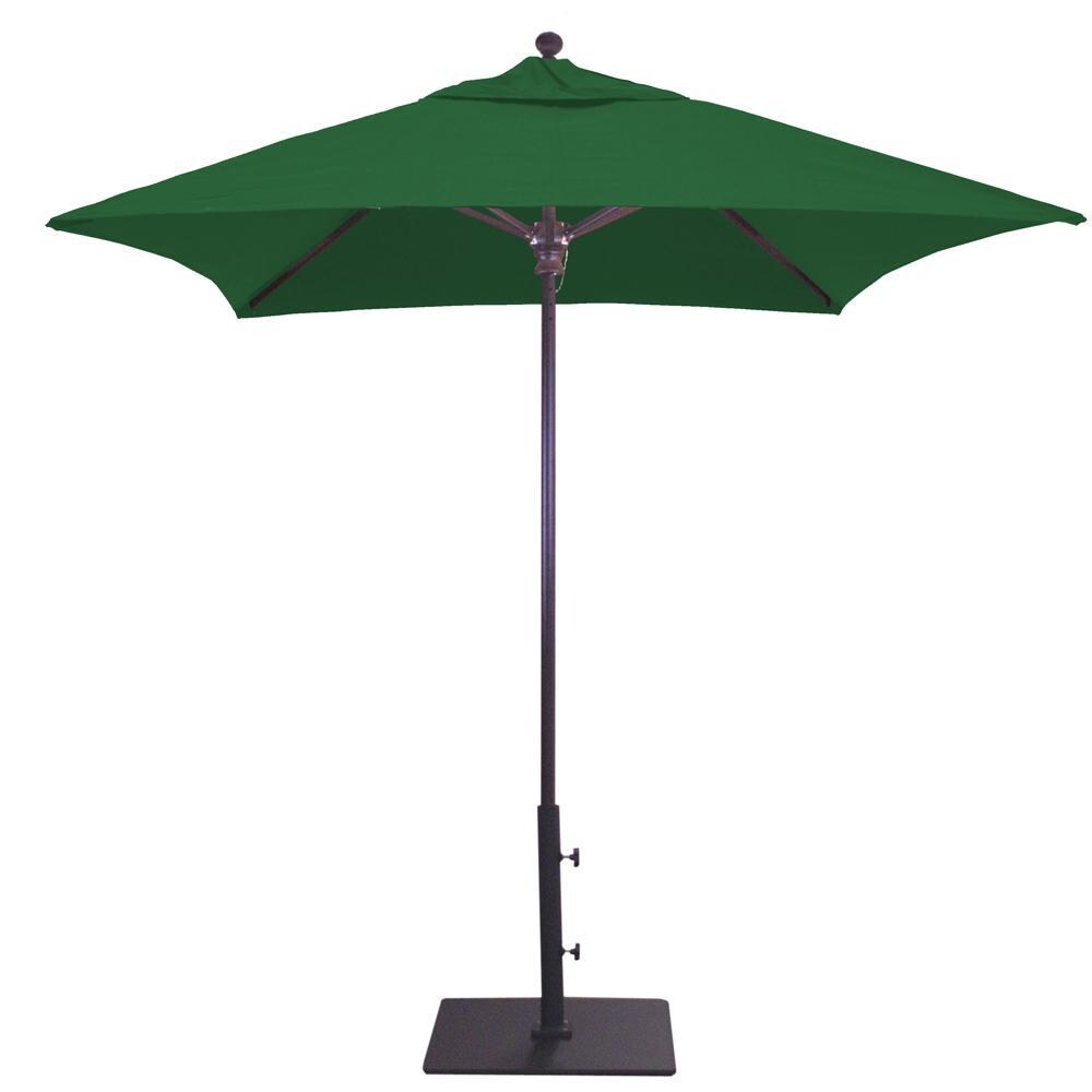 Galtech 6 X 6 Ft. Square Aluminum Patio Market Umbrella W/ Push Lift - Antique Bronze Frame W/ Sunbrella Canvas Forest Green Canopy