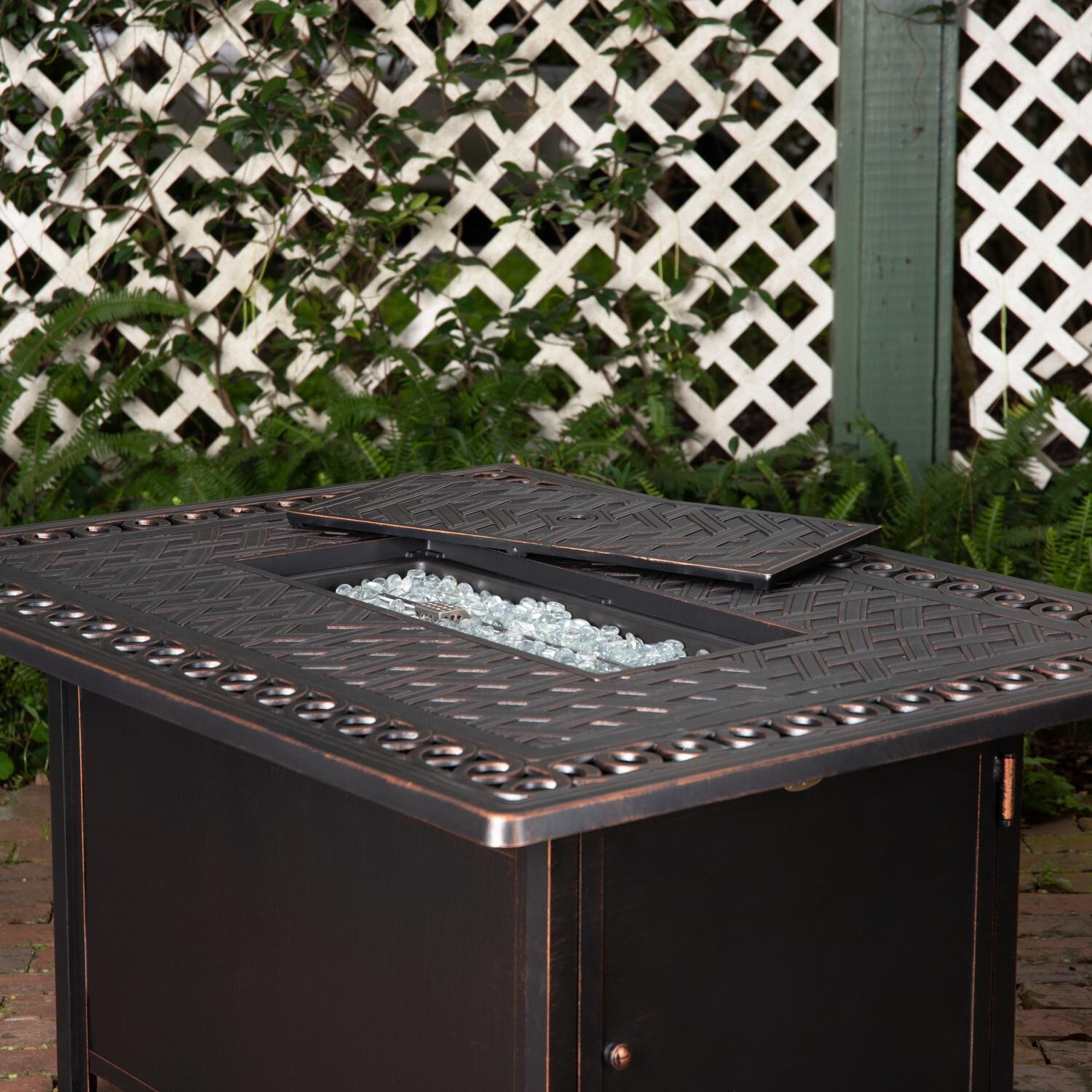 Ultimate Patio 62976-NG Lion Sands 48-Inch Rectangular Aluminum Natural Gas Fire Pit - No Flames thumbnail