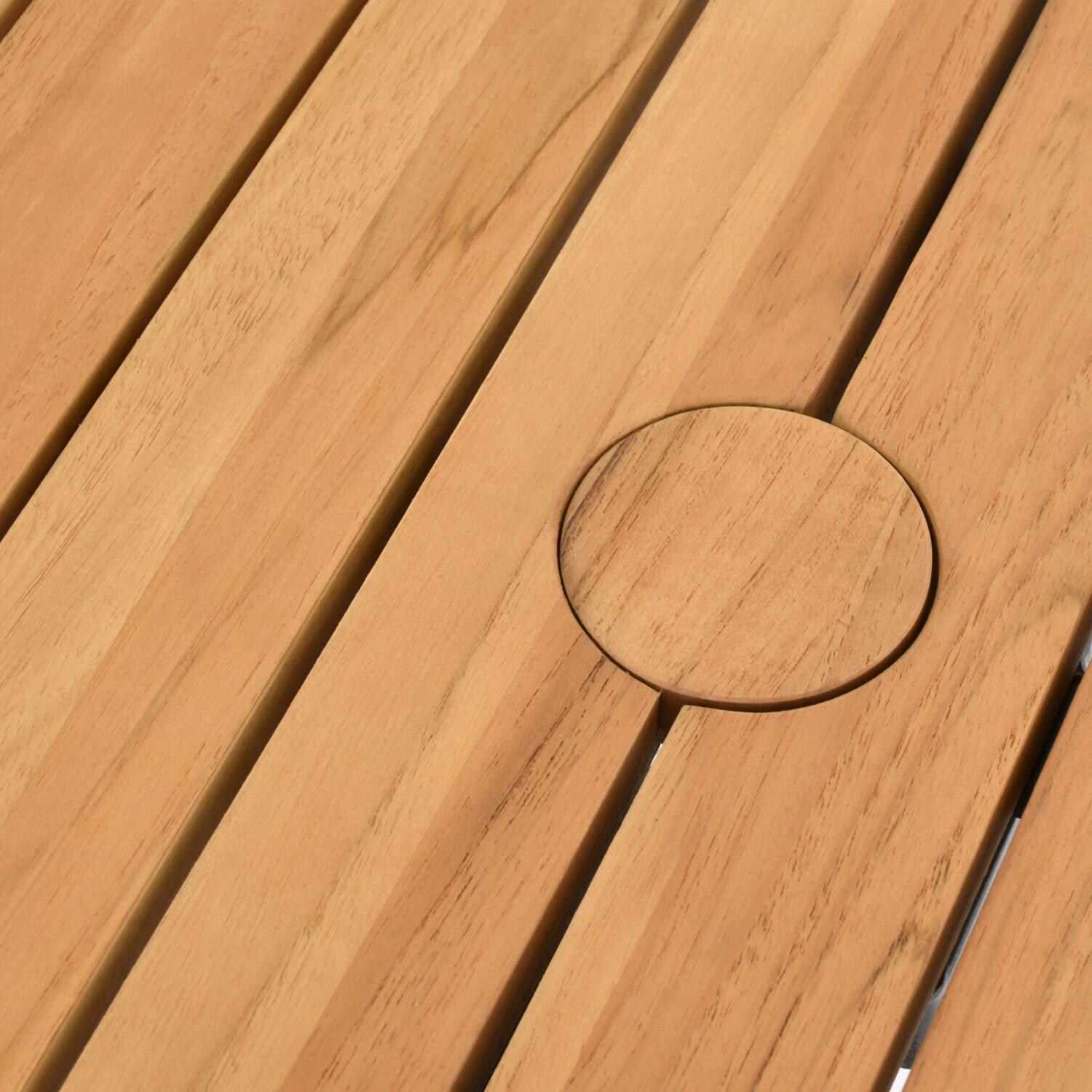 Lakeview Outdoor Designs LV-348-7 Lake Charles 7 Pc Aluminum Dining Set in Gray - Umbrella Hole Covered - Detail thumbnail