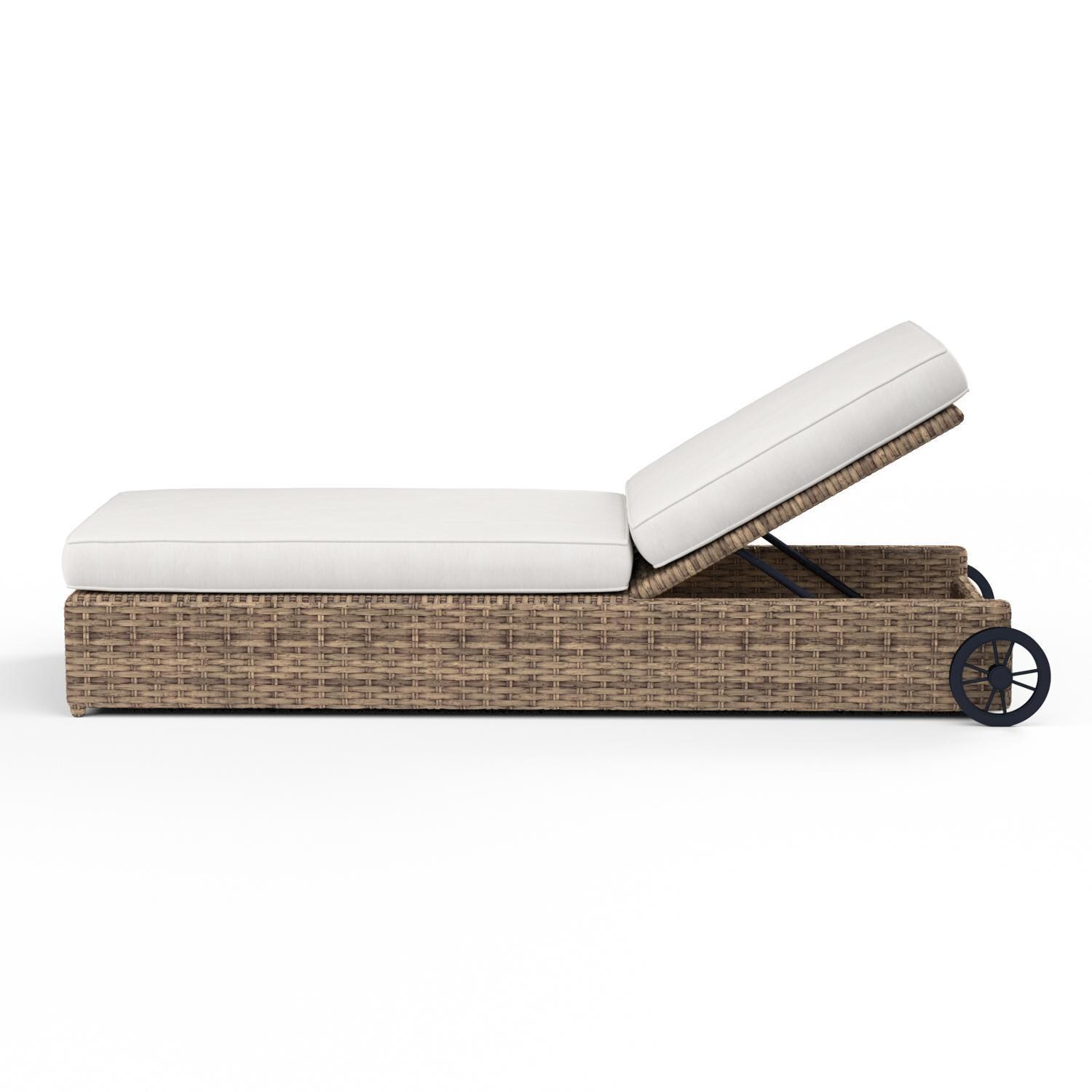 Sunset West - 1701-9-5492 - Havana Resin Wicker Adjustable Patio Chaise W/ Sunbrella Canvas Flax Cushions - Side View thumbnail