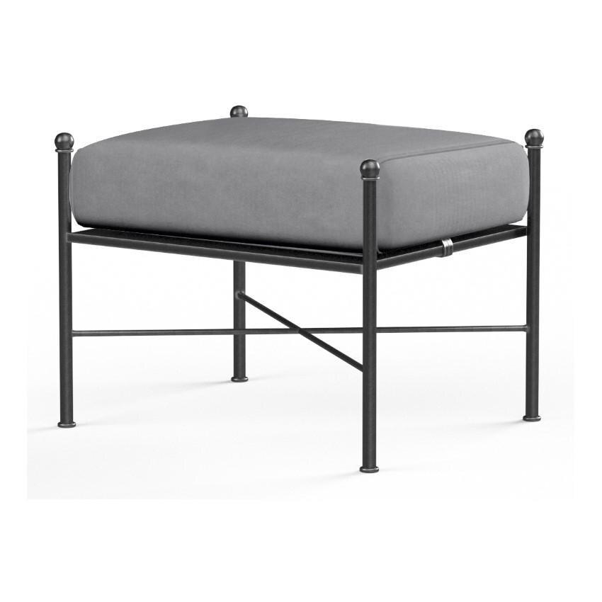 Provence Wrought Iron Ottoman w/ Self Welt in Pewter/Canvas Granite by Sunset West - White Background thumbnail