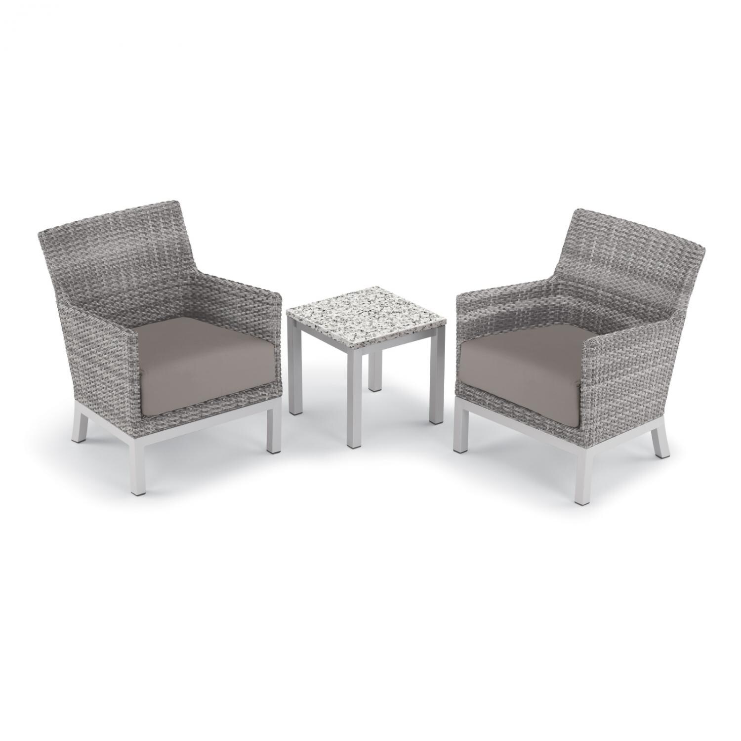 Argento 3 Piece Wicker Patio Conversation Set W/ Lite-Core Ash End Table & Stone Cushions By Oxford Garden thumbnail