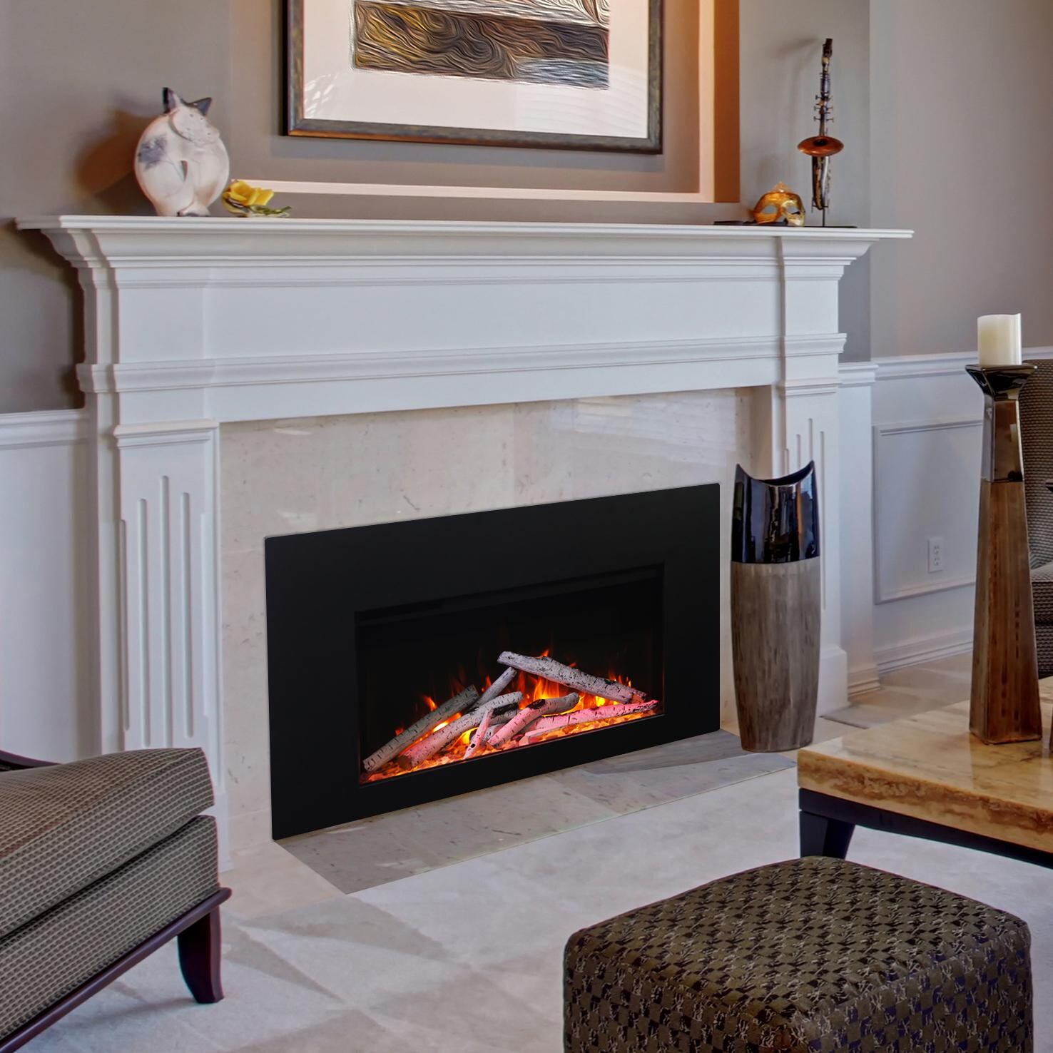 Amantii Traditional Series 26-Inch Built-In Electric Fireplace W/ 3 Sided Trim Kit - TRD-26