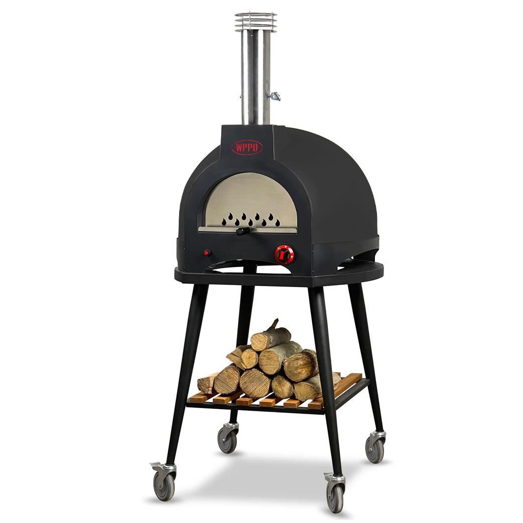 WPPO WKI66-MNB Infinity 66 Hybrid Refractory Cooking Oven w/ Wheeled Trolley - Midnight Black - White Background thumbnail