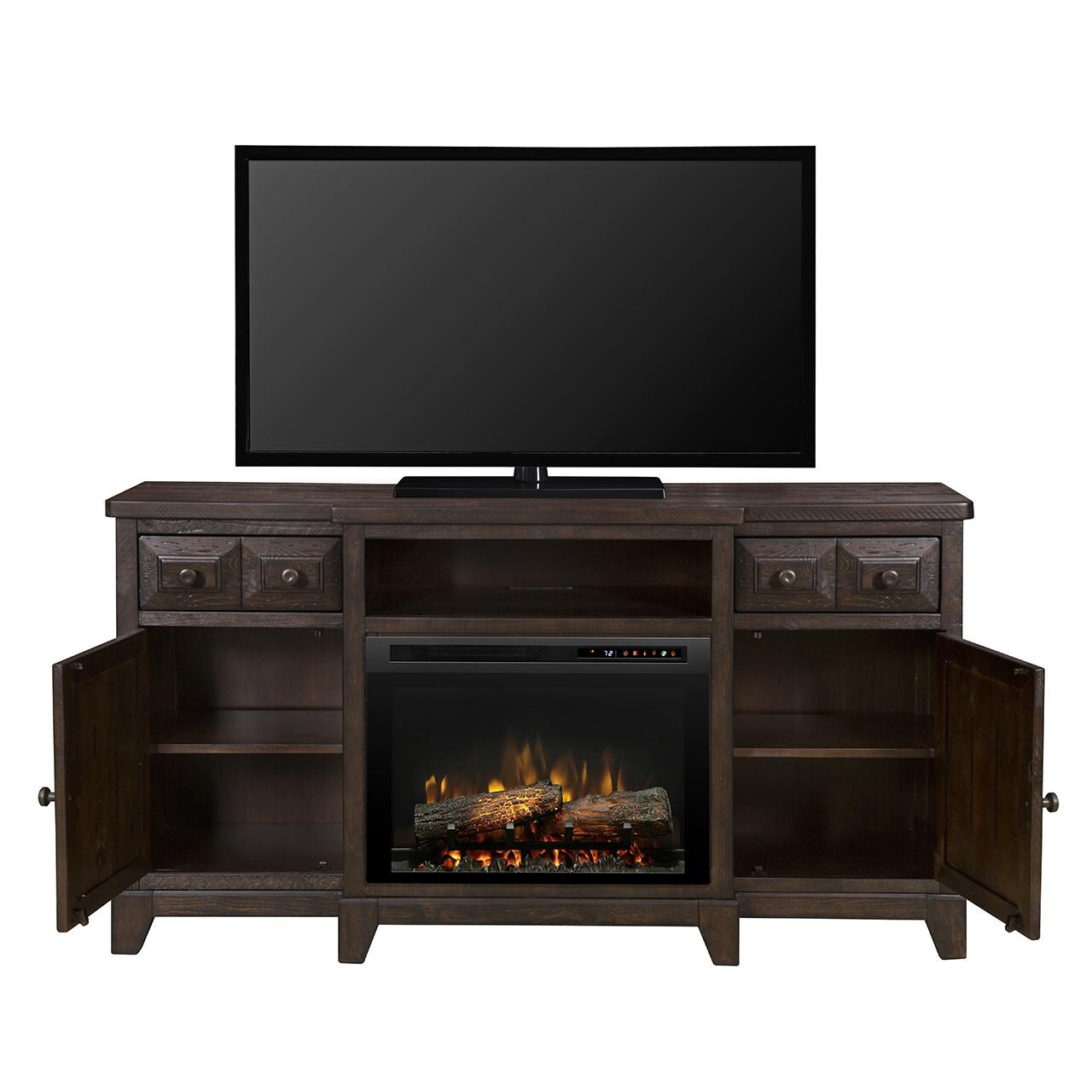 Dimplex Multi-Fire XHD Heinrich 66-Inch Electric Fireplace Media Console - Realogs - Wentworth Brown - GDS26L8-1863WR thumbnail