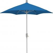 FiberBuilt 7.5 Ft. Aluminum Market Patio Umbrella W/ Crank Lift - Silver Pole / Pacific Blue Olefin