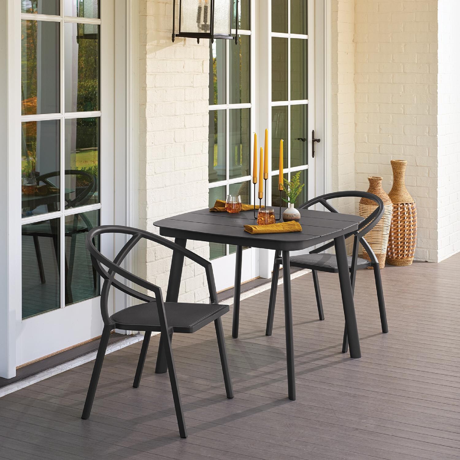 Oxford Garden Azal 3 Pc Aluminum Dining Set in Carbon thumbnail