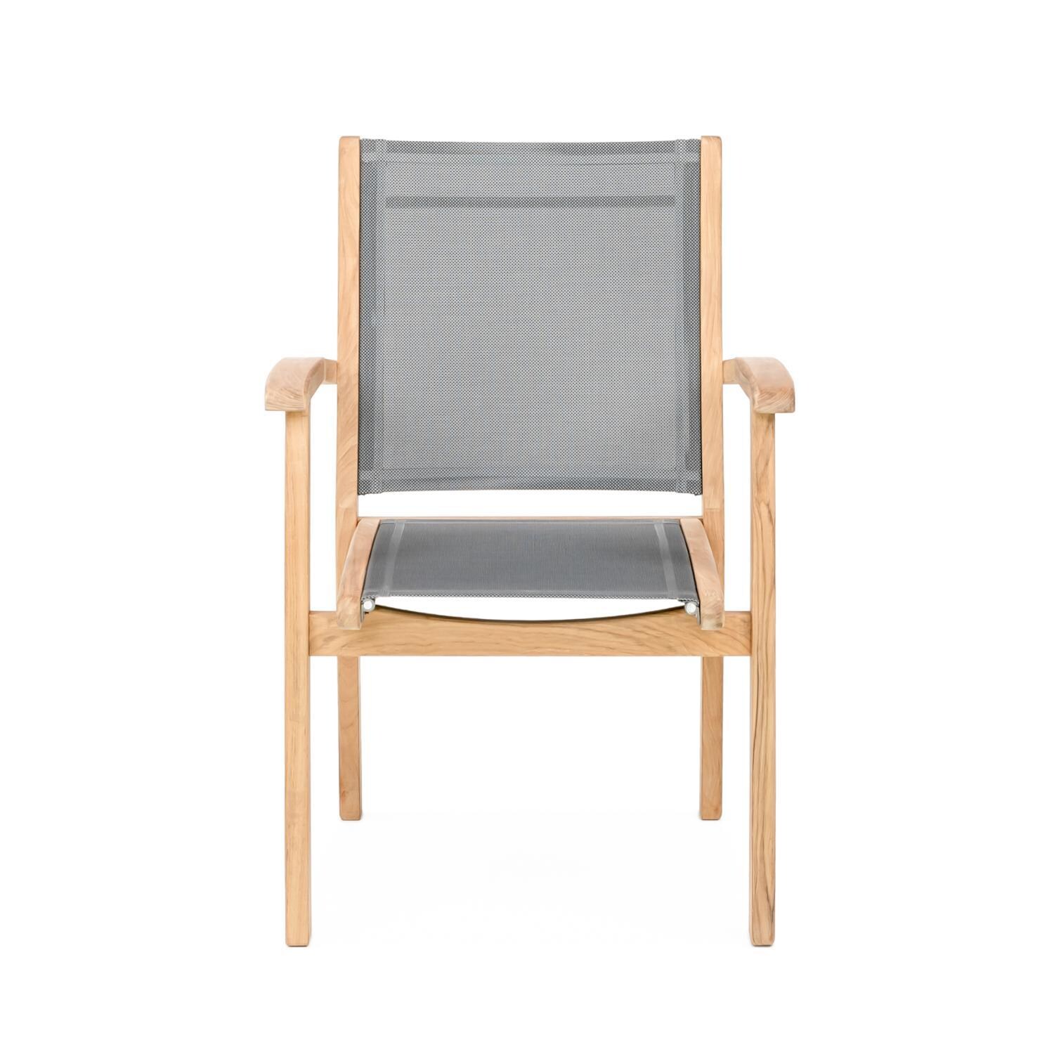 Cayman Sling Stacking Chair in Black By Teak + Table