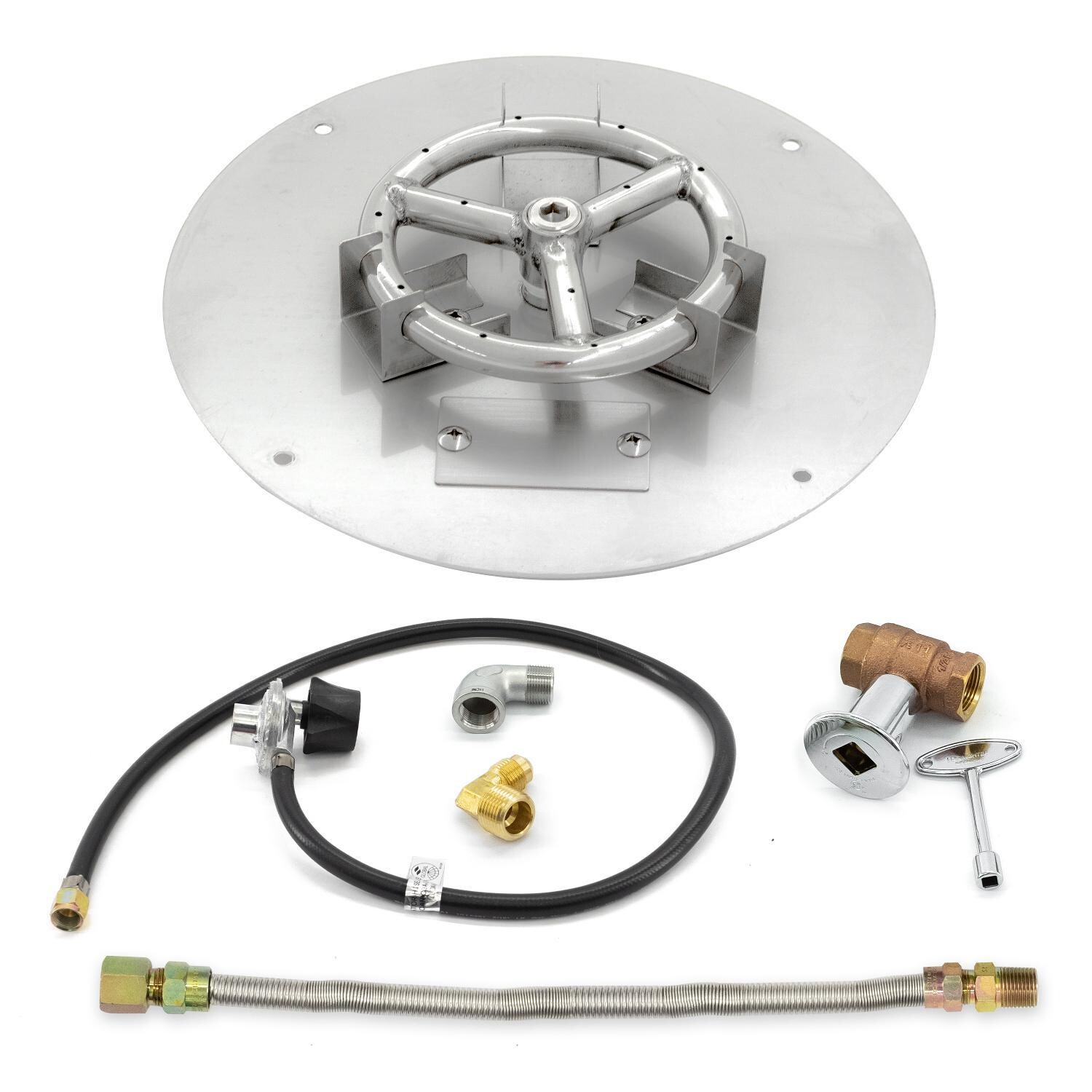 BBQGuys Signature 12-Inch Round Flat Pan W/ 6-Inch Propane Ring Burner & Connection Kit