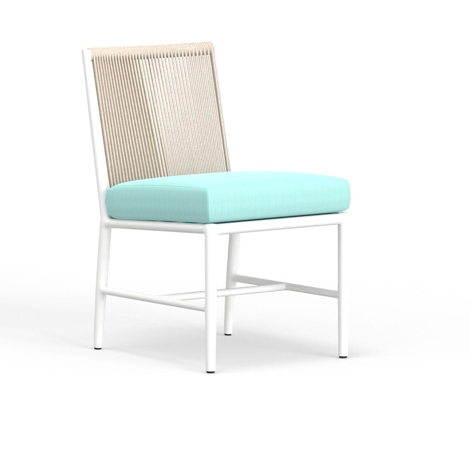 Sabbia Aluminum Armless Dining Chair in Dupione Celeste w/ No Welt by Sunset West - Display - White Background thumbnail