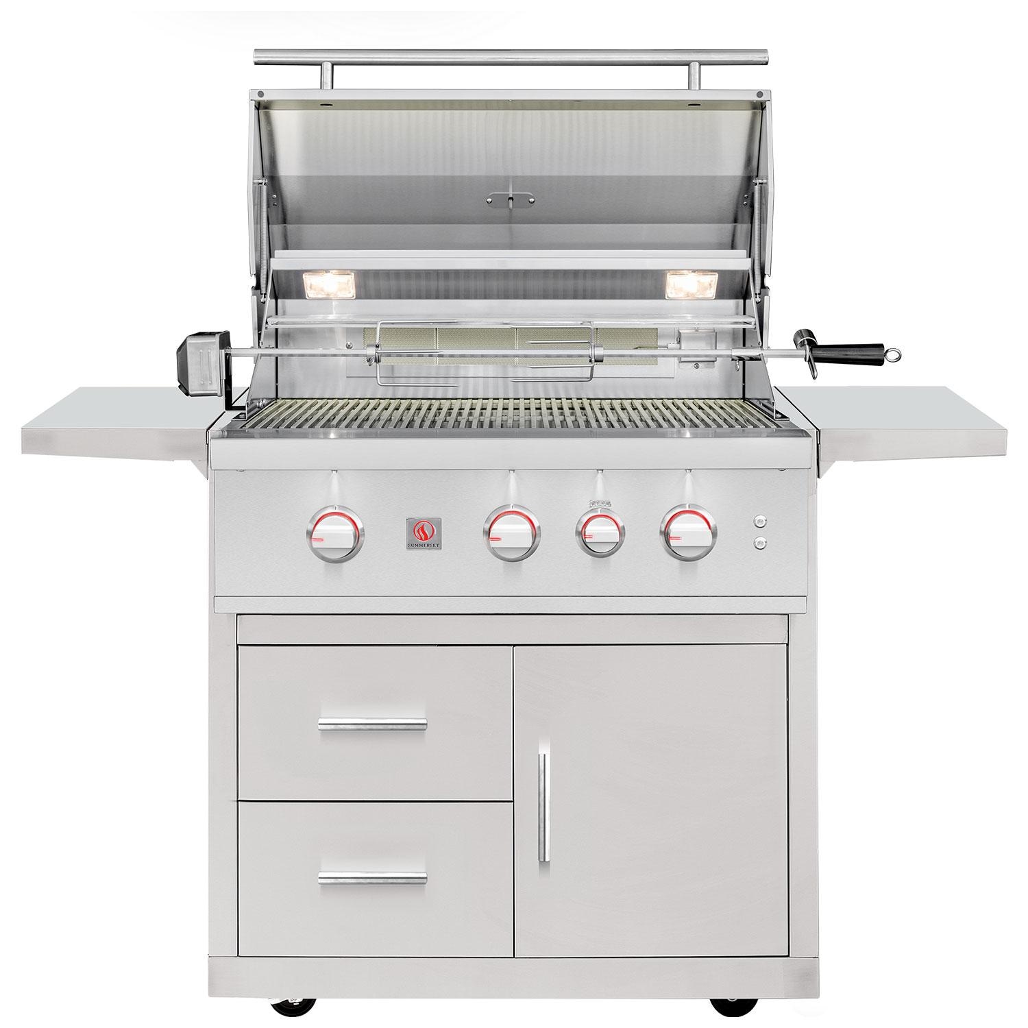 Summerset TRL Pro 32-in 3 Burner Natural Gas Grill on Deluxe Cart w/ Rear Infrared Burner & Rotisserie Kit
