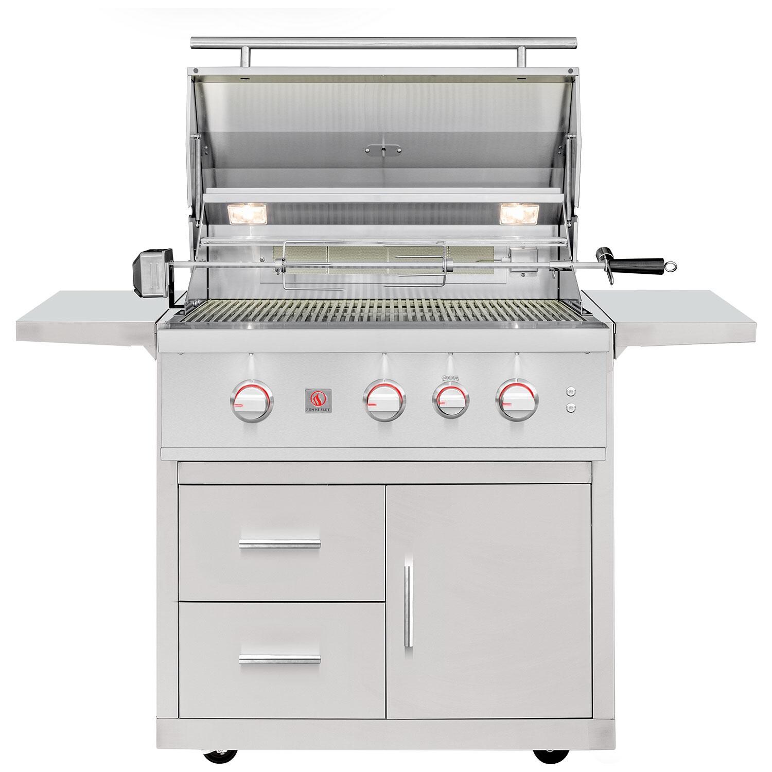 Summerset TRL Pro 32-in 3 Burner Natural Gas Grill on Deluxe Cart w/ Rear Infrared Burner & Rotisserie Kit - Display - White Background thumbnail