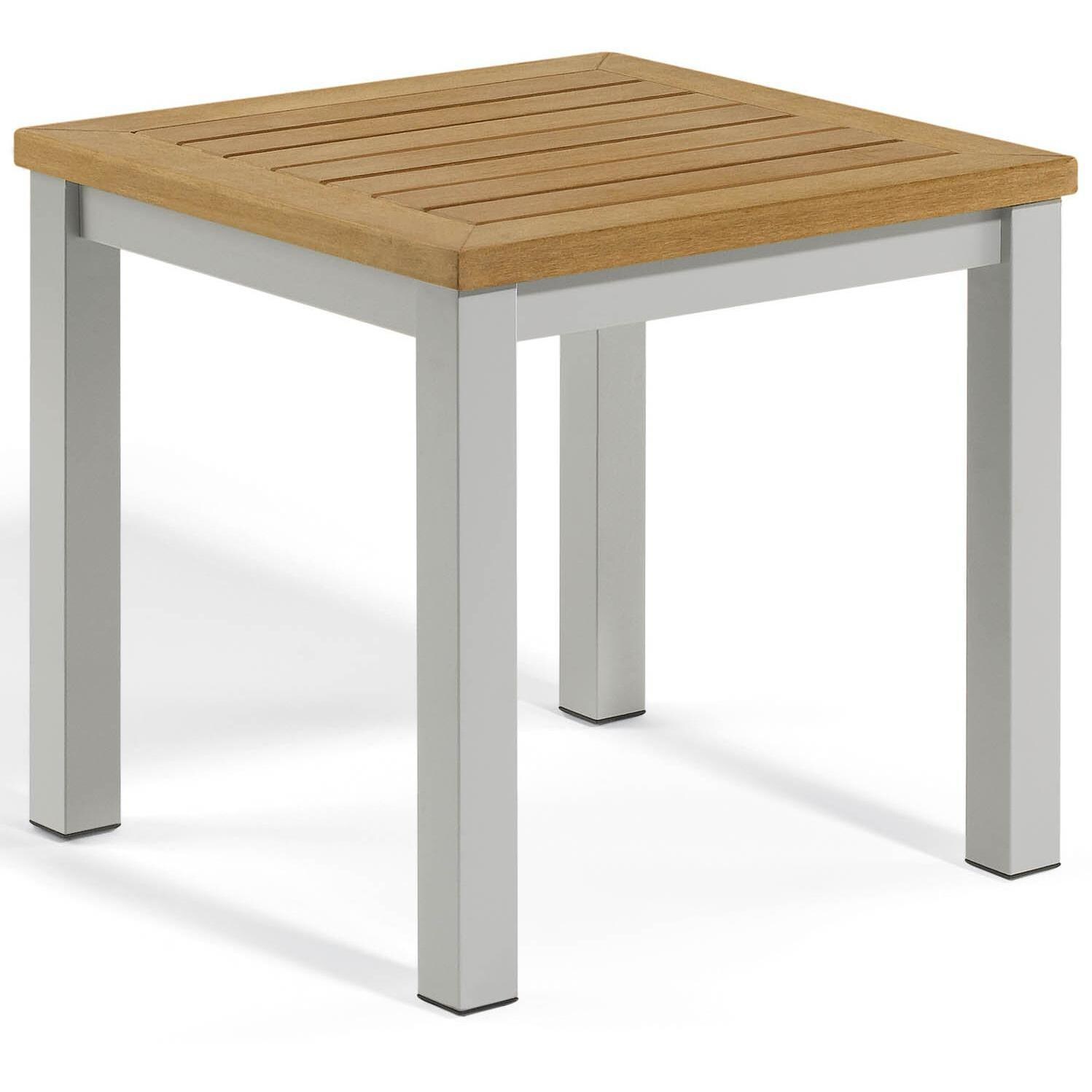 Travira Aluminum End Table in Flint/Natural Tekwood by Oxford Garden - Display - White Background thumbnail