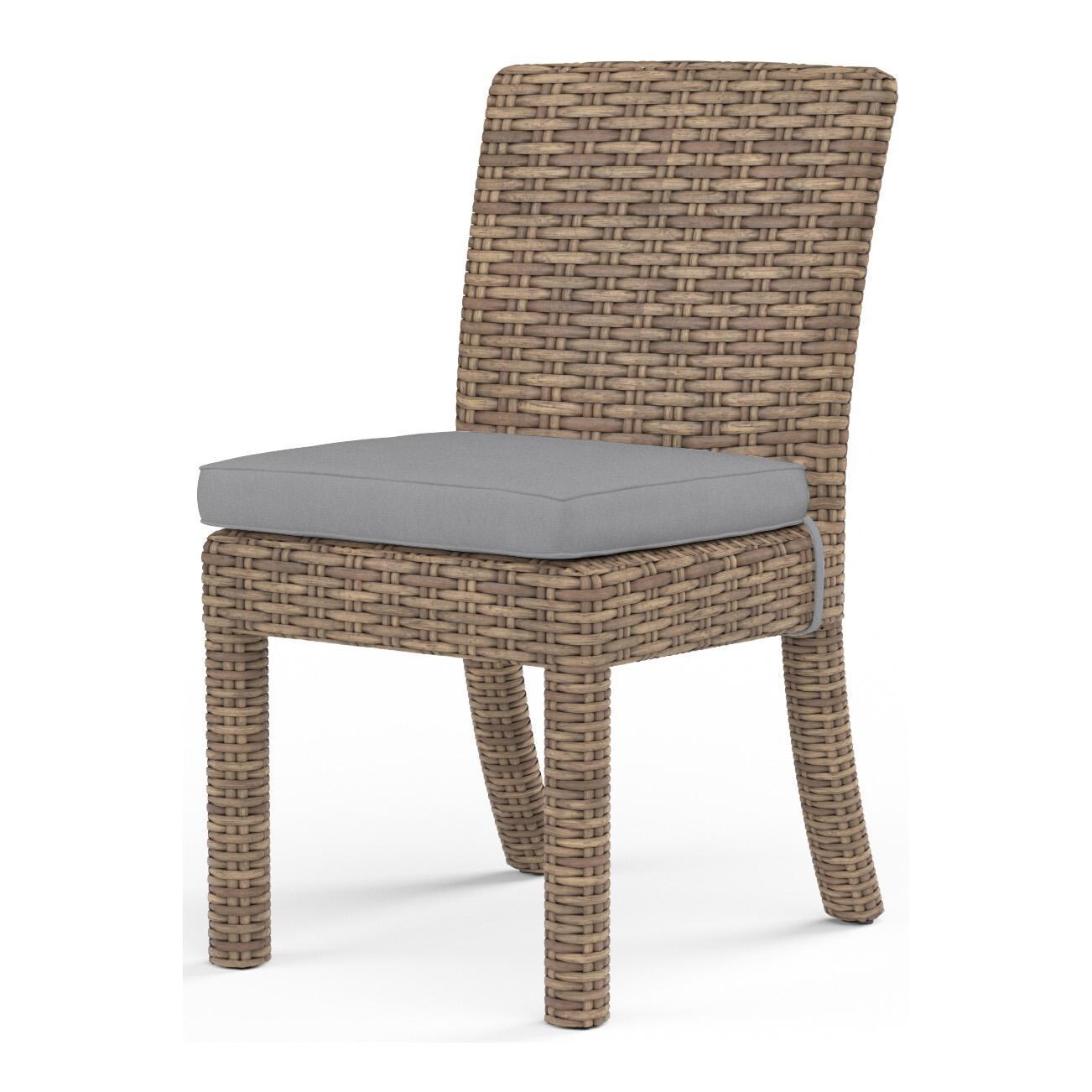 Havana Wicker Dining Side Chair in Tobacco/Canvas Granite by Sunset West - Display - White Background thumbnail